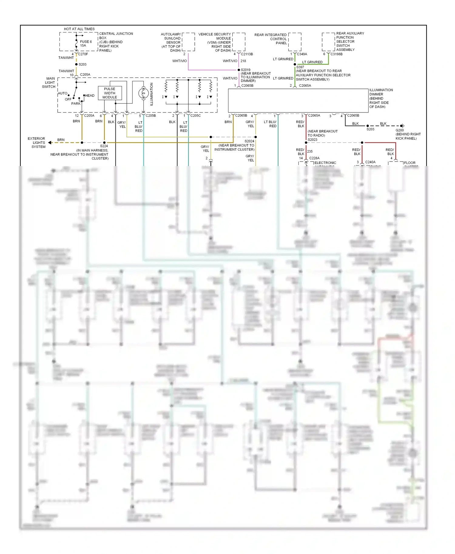 Lincoln Navigator II (2002-2006) front auxiliary function selector switch assembly wiring diagram  (3 of 4)