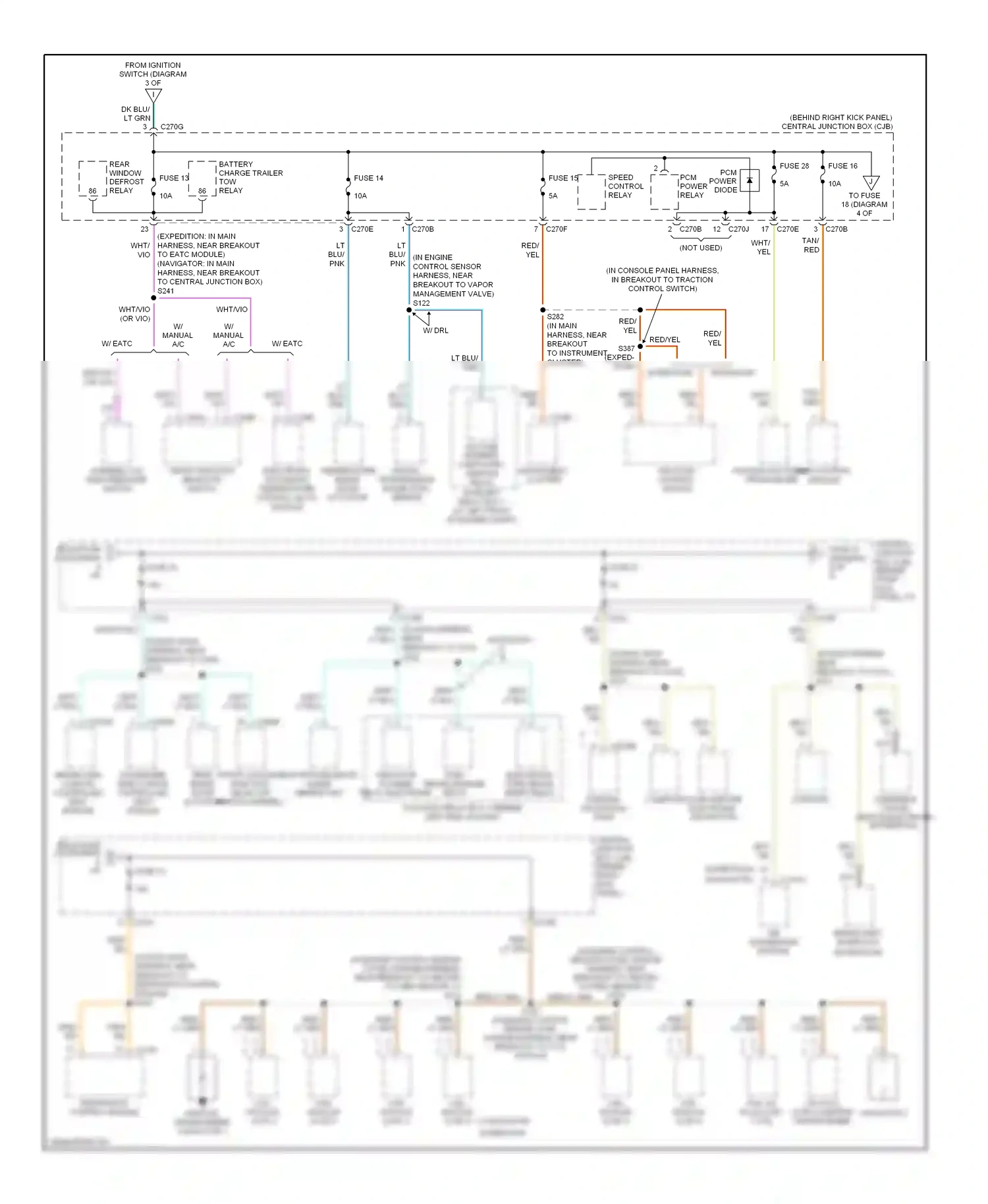 Lincoln Navigator II (2002-2006) front function selector switch assembly a/c high pressure switch wiring diagram  (1 of 1)