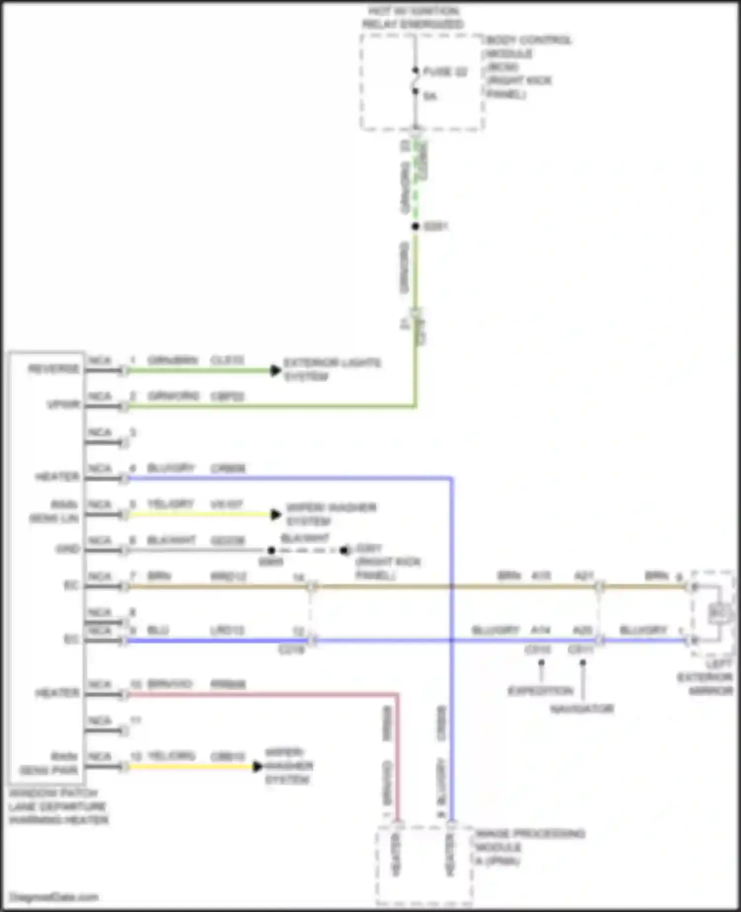 Wiring diagram window patch lane departure warning heater for Lincoln Navigator IV (2017-2022) (3 of 7)