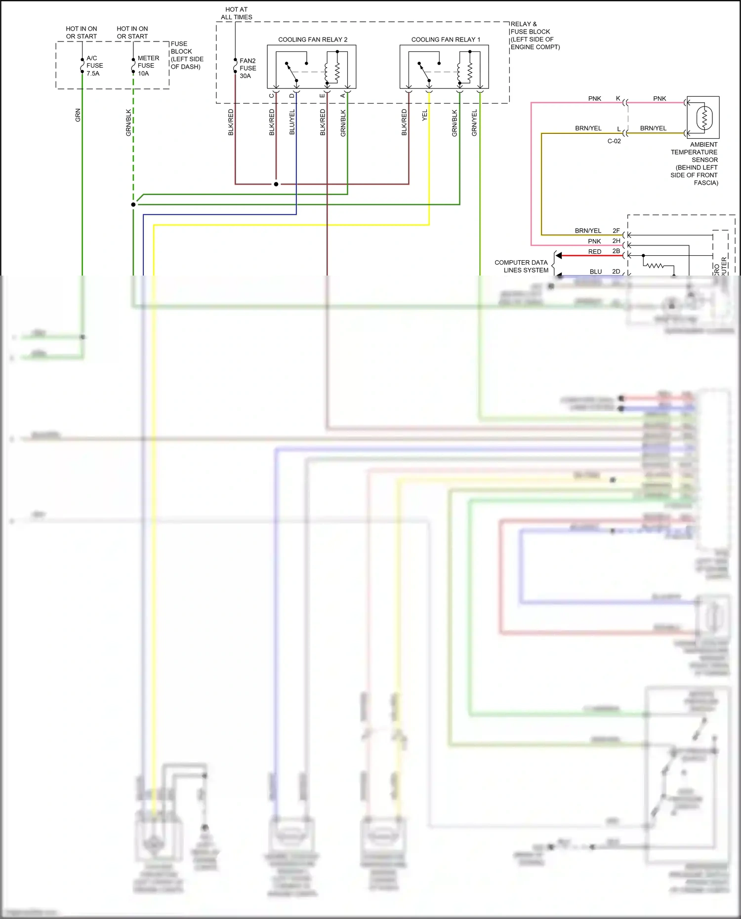 Wiring diagram ambient temperature sensor for Mazda 2 II facelift (2010-2014) (2 of 2)