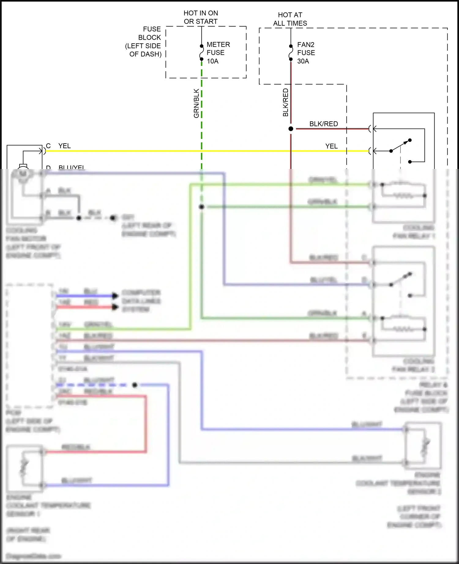 Wiring diagram engine coolant temperature sensor 1 for Mazda 2 II facelift (2010-2014) (1 of 3)