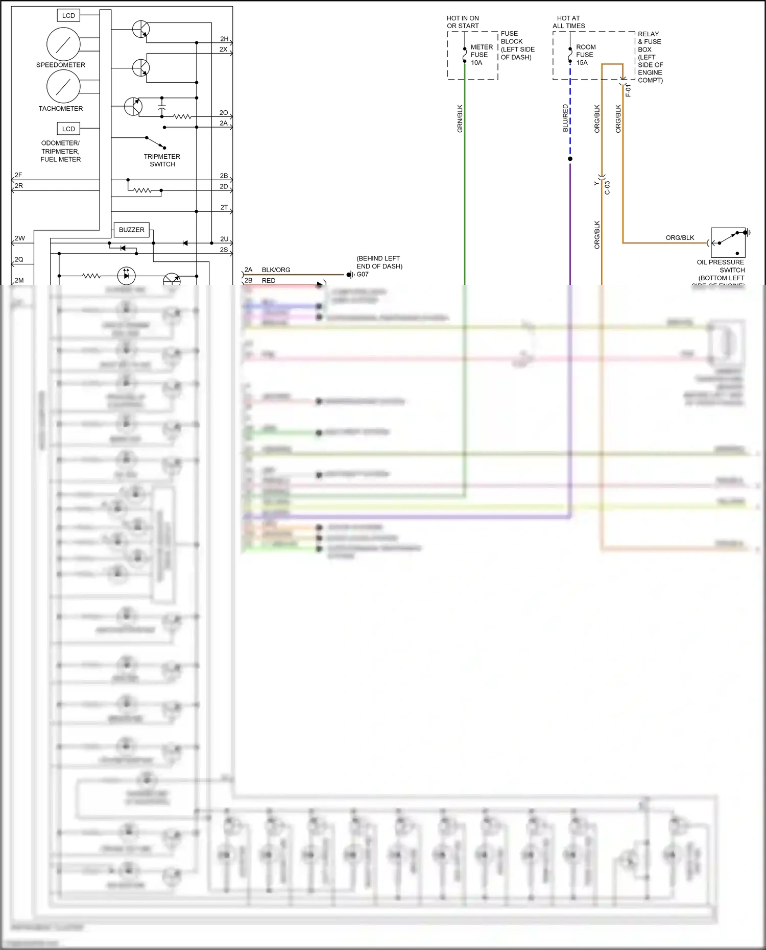 Mazda 2 II facelift (2010-2014) speedometer wiring diagram  (1 of 1)