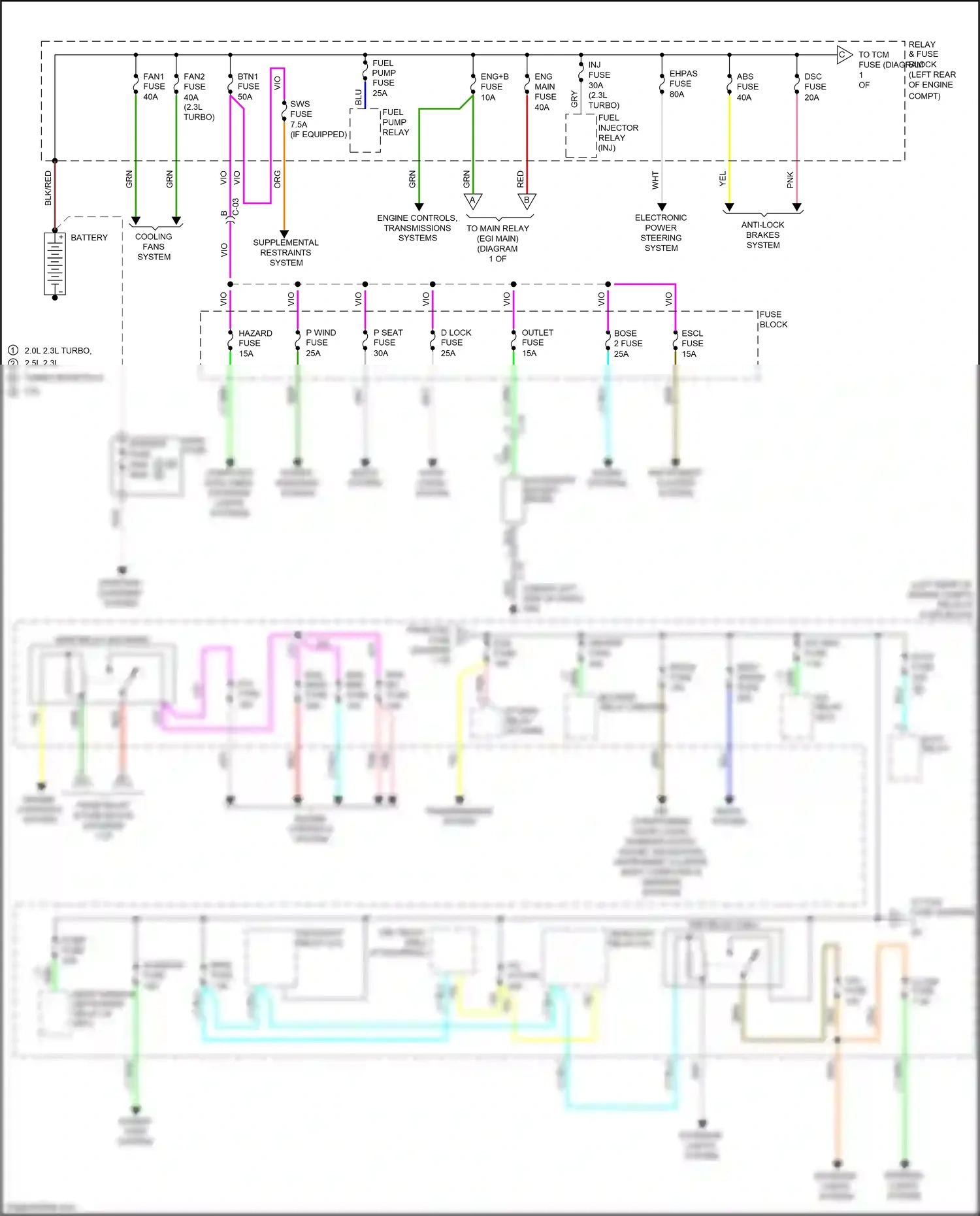Mazda 3 MPS II facelift (2011-2013) engine controls, transmissions systems wiring diagram  (2 of 2)
