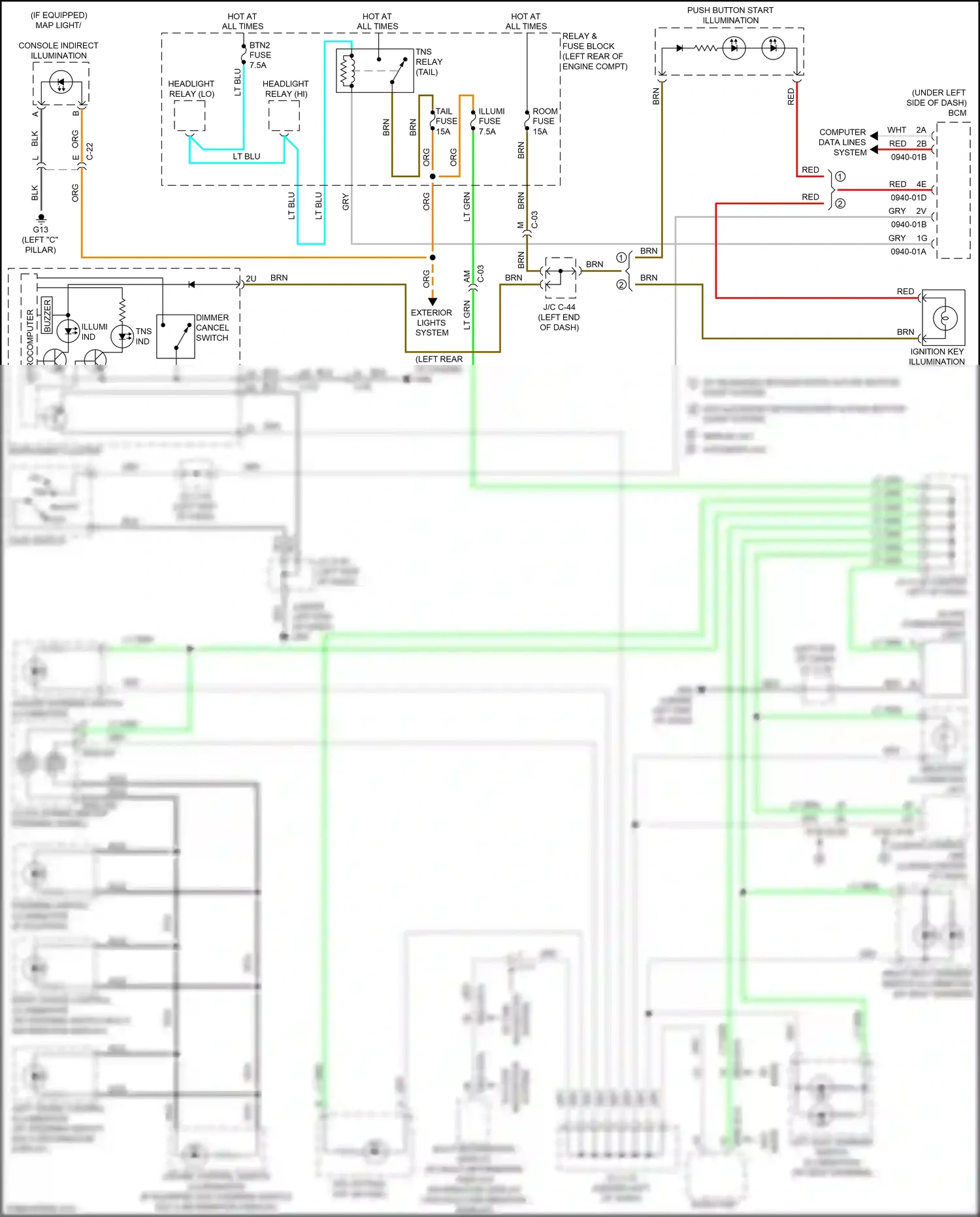 Mazda 3 MPS II facelift (2011-2013) light switch wiring diagram  (3 of 3)