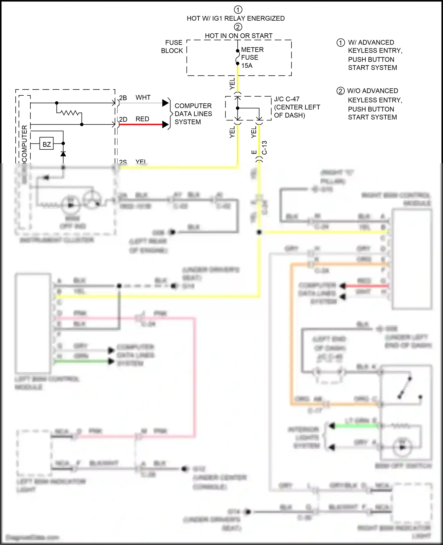 Mazda 3 MPS II facelift (2011-2013) right bsm control module wiring diagram  (1 of 2)