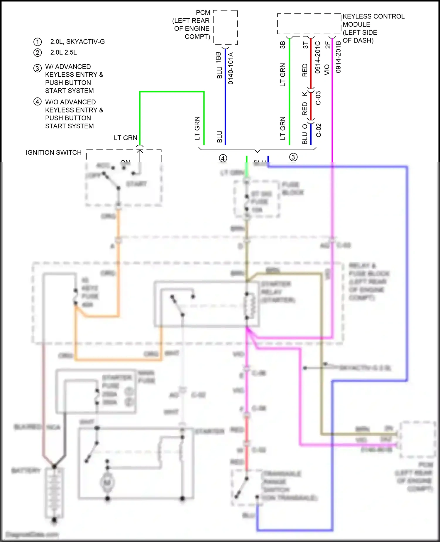 Mazda 3 MPS II facelift (2011-2013) transaxle range switch wiring diagram  (2 of 3)