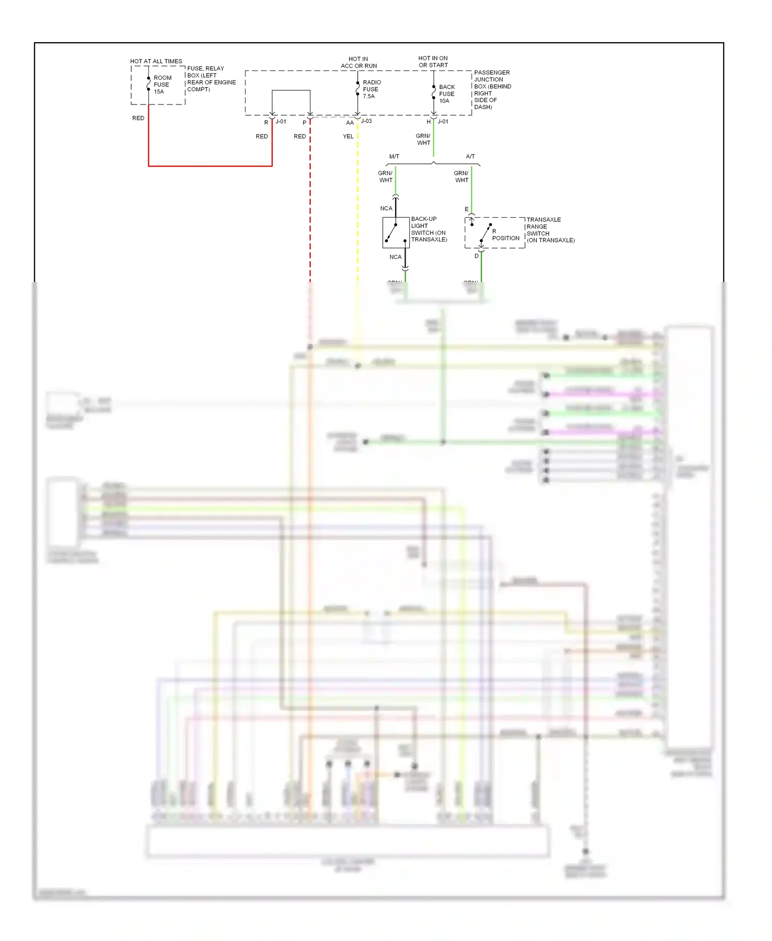 Mazda 3 BK facelift (2006-2009) back-up light switch (on transaxle) wiring diagram  (2 of 2)