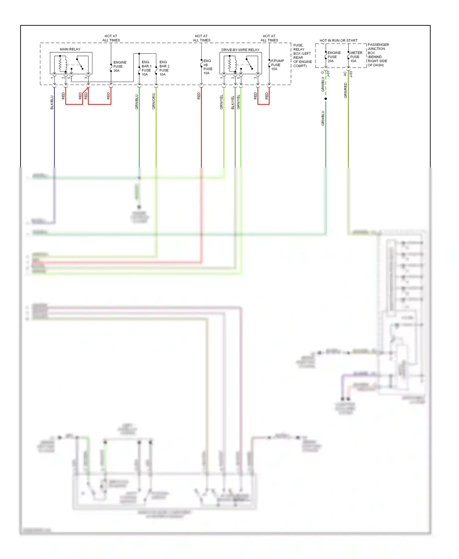 Wiring diagram drive-by-wire relay for Mazda 3 BK facelift (2006-2009) (2 of 5)