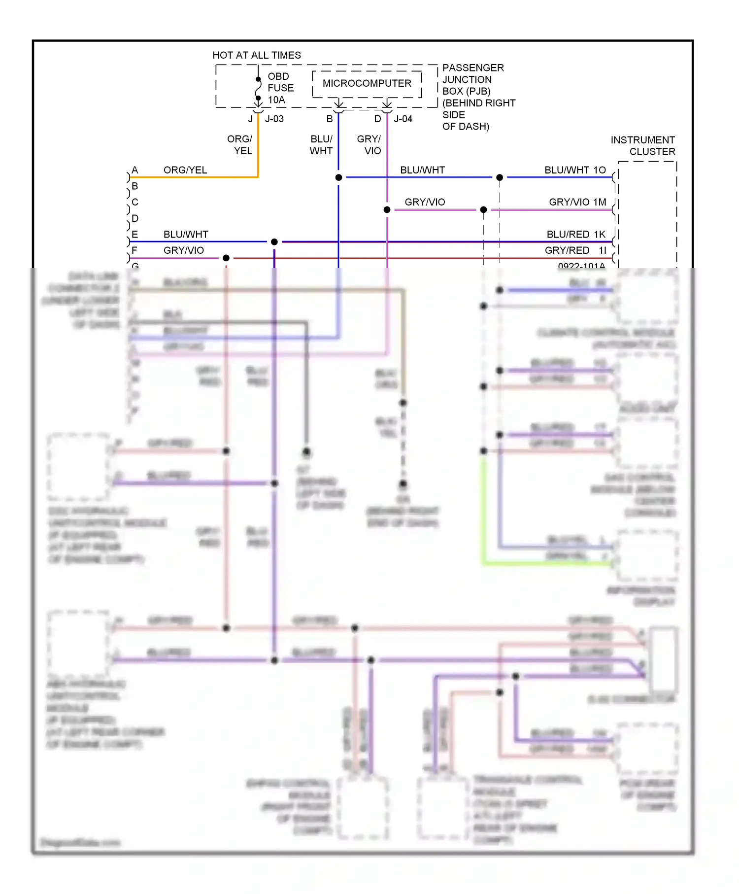 Wiring diagram obd fuse for Mazda 3 BK facelift (2006-2009) (1 of 1)