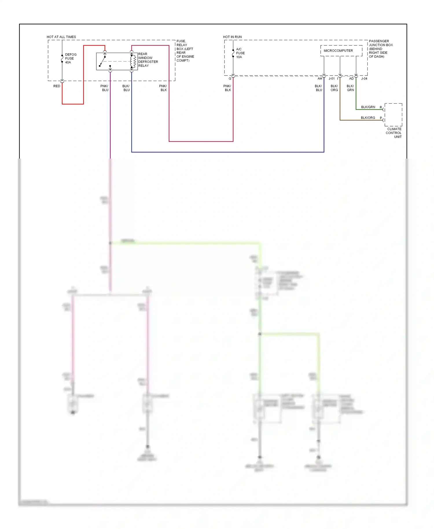 Wiring diagram right heated outer mirror for Mazda 3 BK facelift (2006-2009) (1 of 2)
