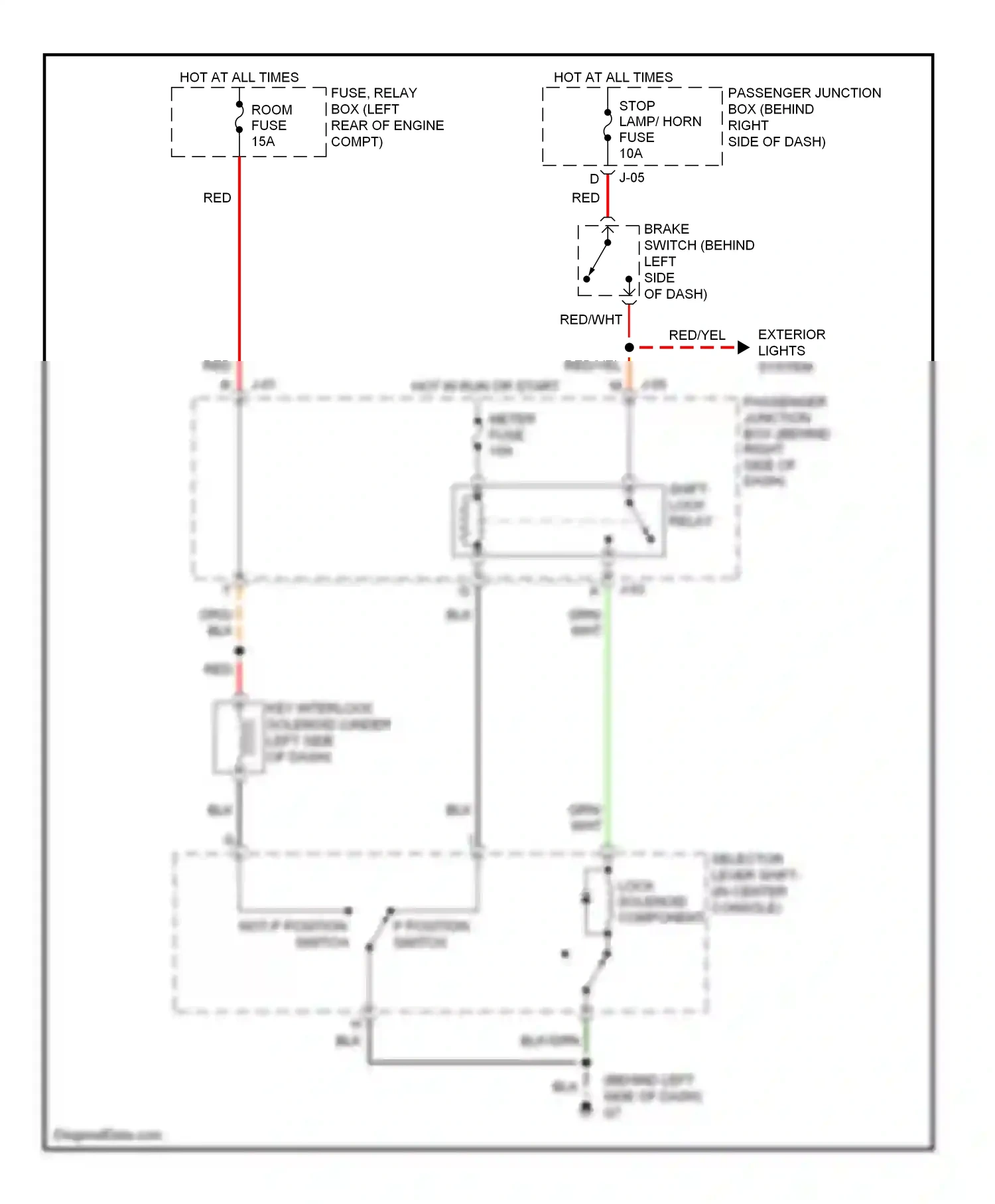 Wiring diagram shift lock relay for Mazda 3 BK facelift (2006-2009) (1 of 1)