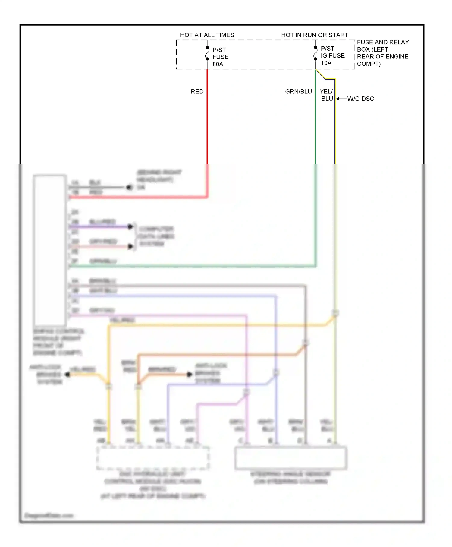 Mazda 3 BK facelift (2006-2009) steering angle sensor (on steering column) wiring diagram  (2 of 2)