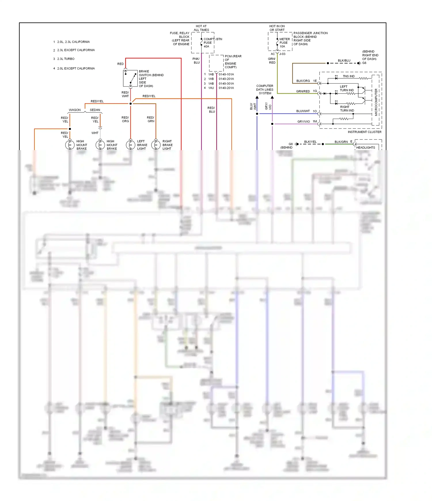 Wiring diagram turn switch for Mazda 3 BK facelift (2006-2009) (1 of 2)