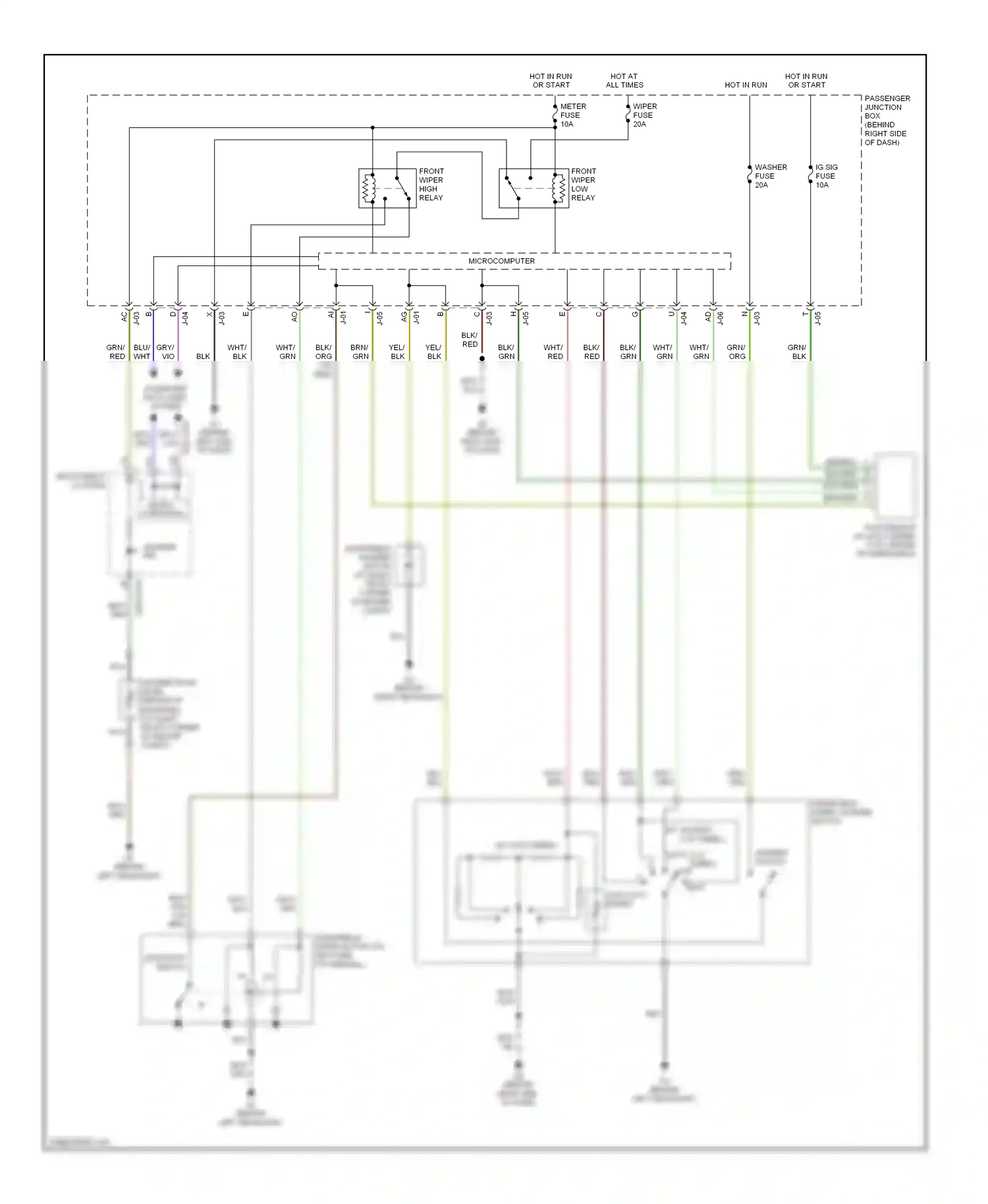 Wiring diagram windshield wiper/ washer switch for Mazda 3 BK facelift (2006-2009) (1 of 2)