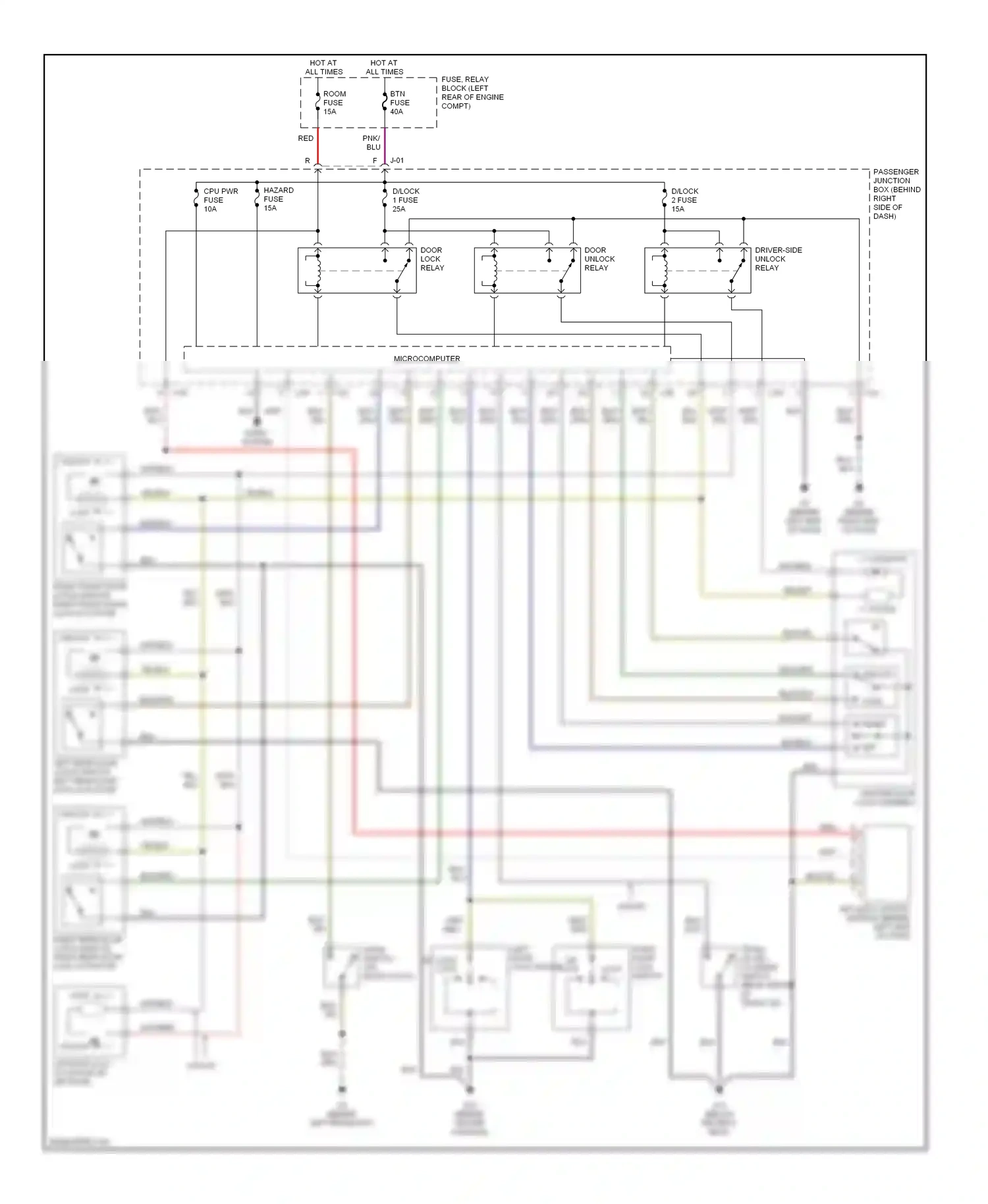 Wiring diagram door lock relay for Mazda 3 BK (2003-2006) (1 of 2)