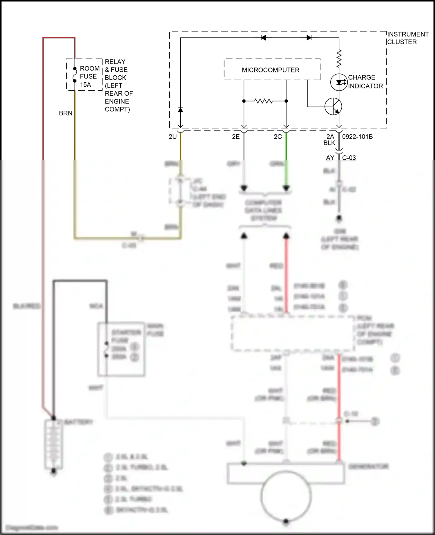 Mazda 3 BL facelift (2011-2013) generator wiring diagram  (1 of 1)