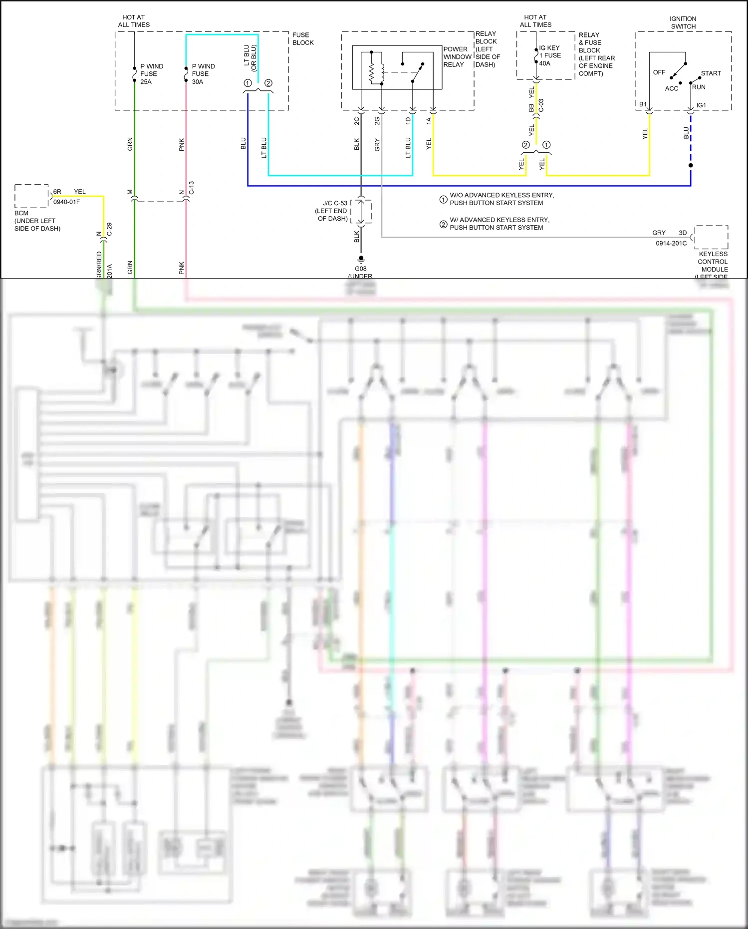 Wiring diagram p/w cm for Mazda 3 BL facelift (2011-2013) (1 of 1)
