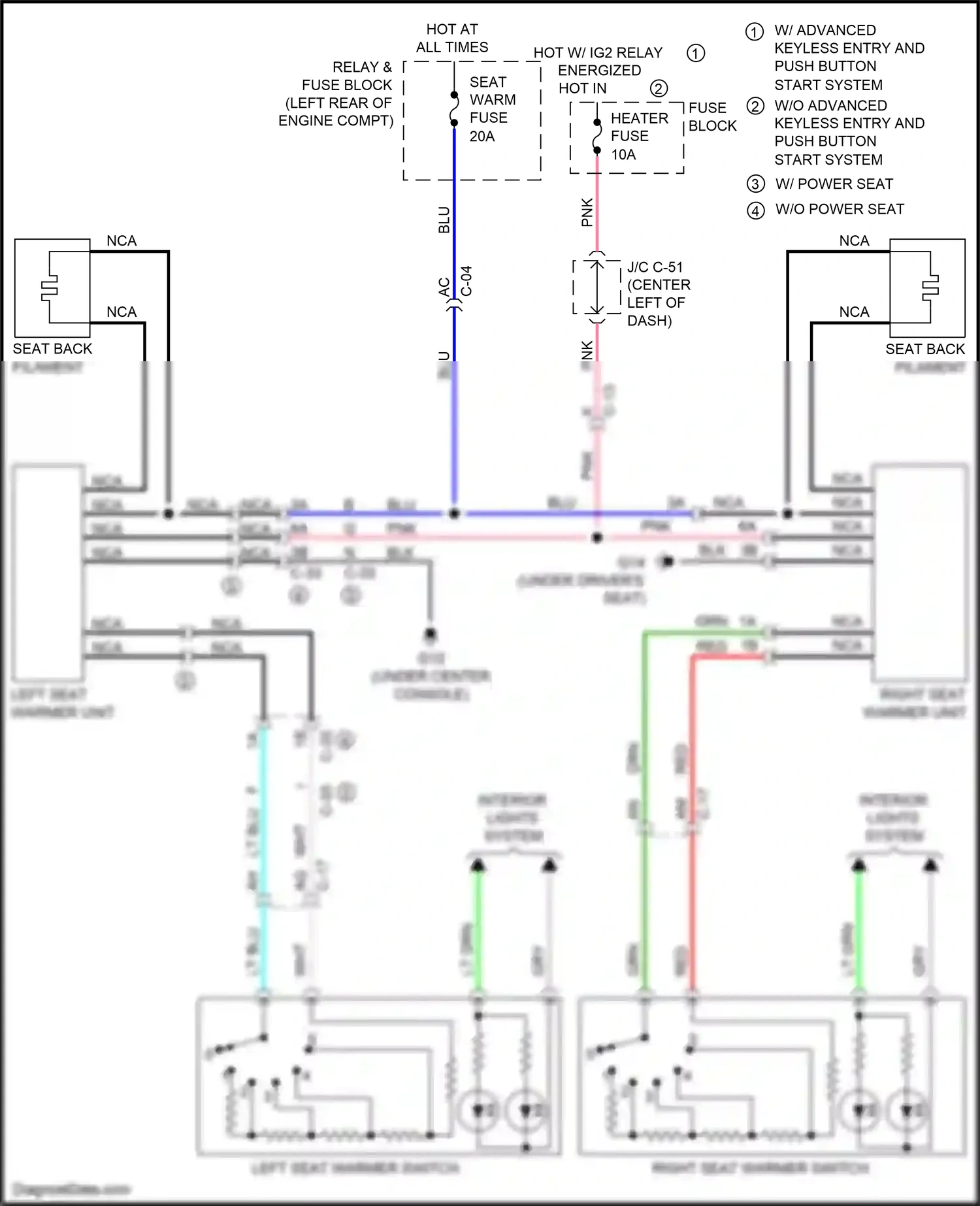 Wiring diagram seat back filament for Mazda 3 BL facelift (2011-2013) (1 of 1)