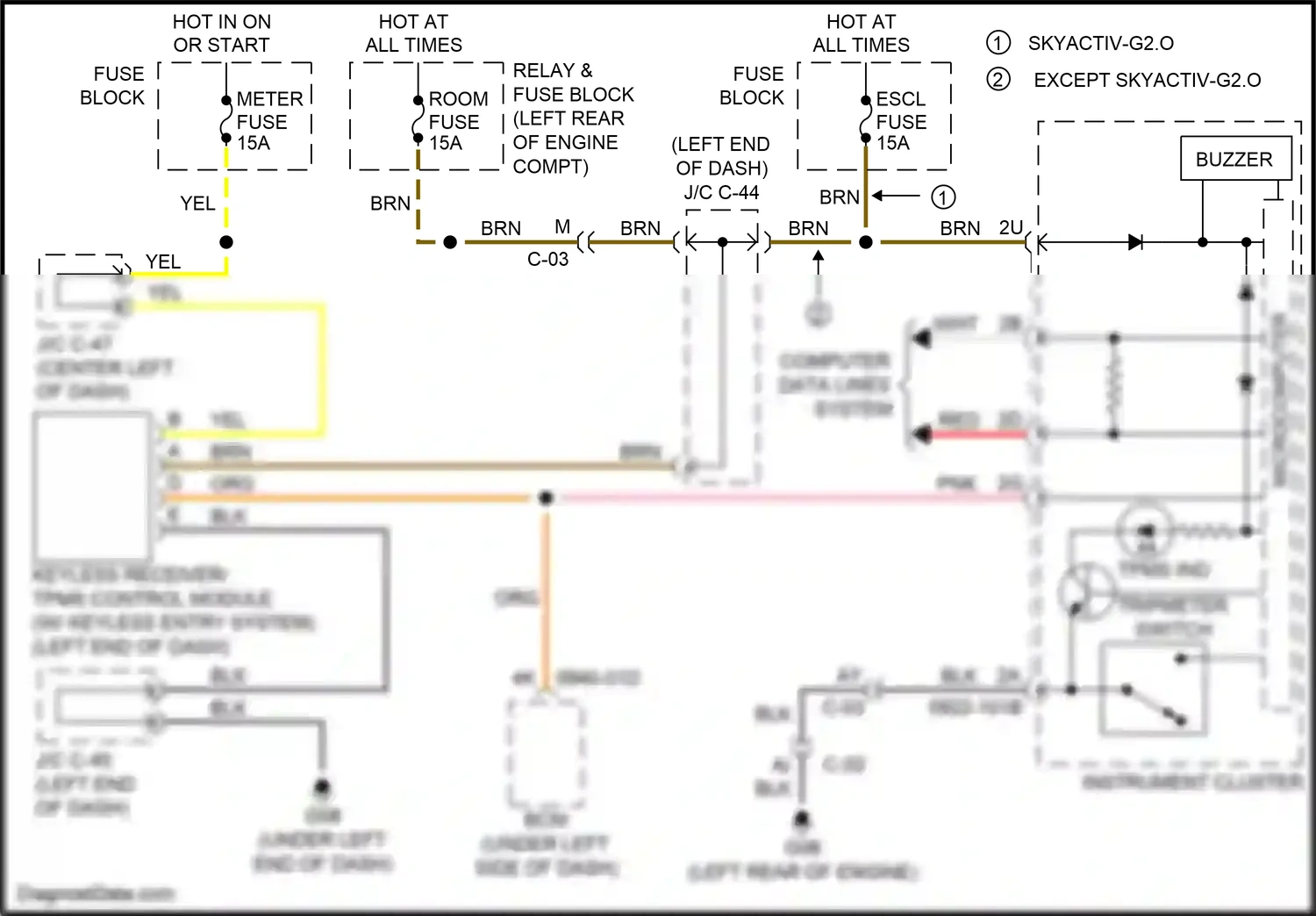 Wiring diagram tpms ind tripmeter switch for Mazda 3 BL facelift (2011-2013) (4 of 4)