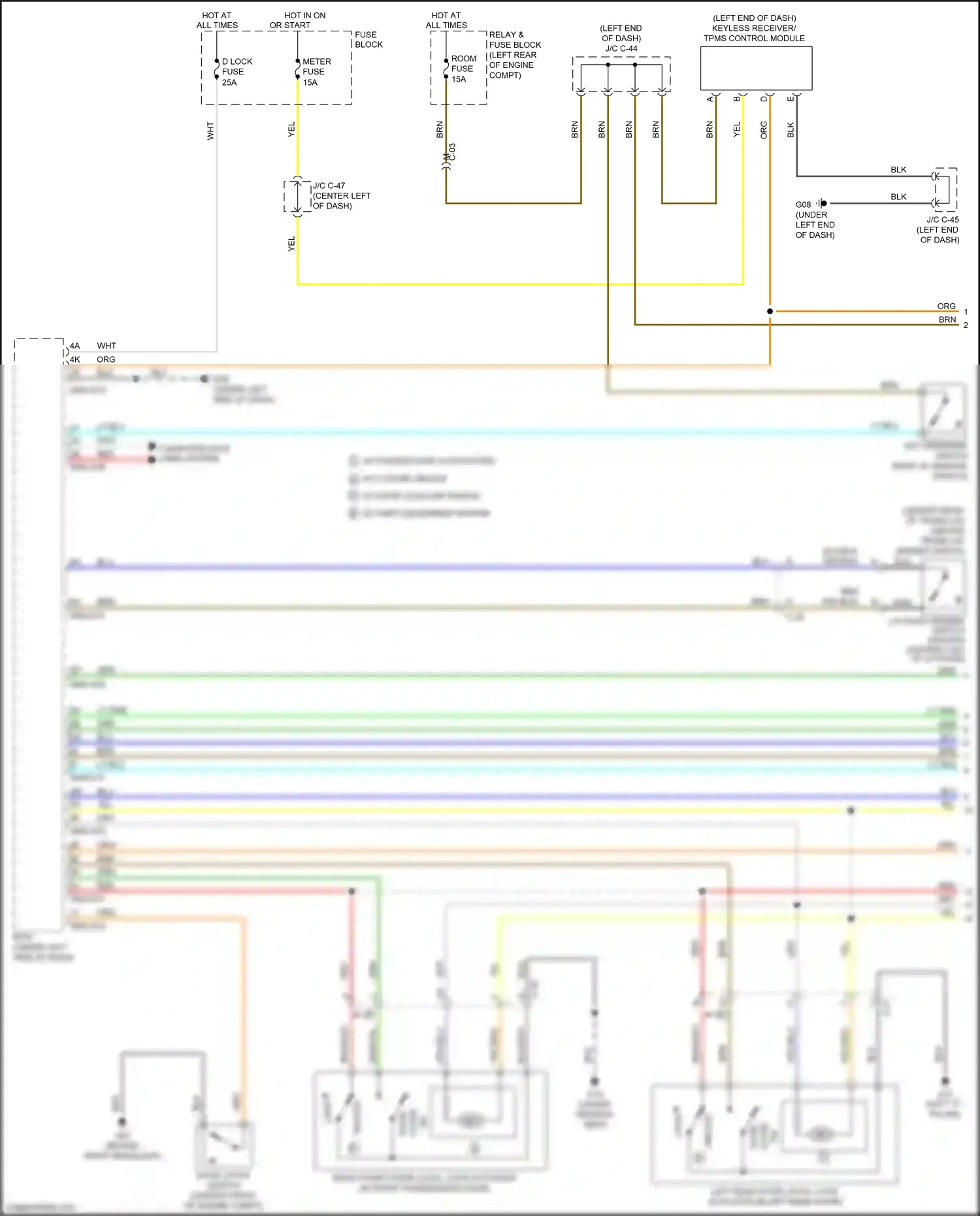 Wiring diagram w/ power door lock system for Mazda 3 BL facelift (2011-2013) (3 of 8)