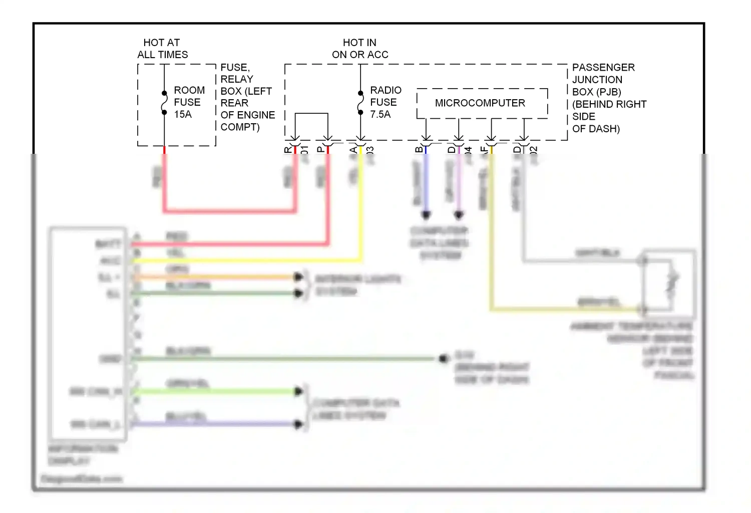 Wiring diagram blu/yel for Mazda 3 BL (2008-2011) (2 of 2)
