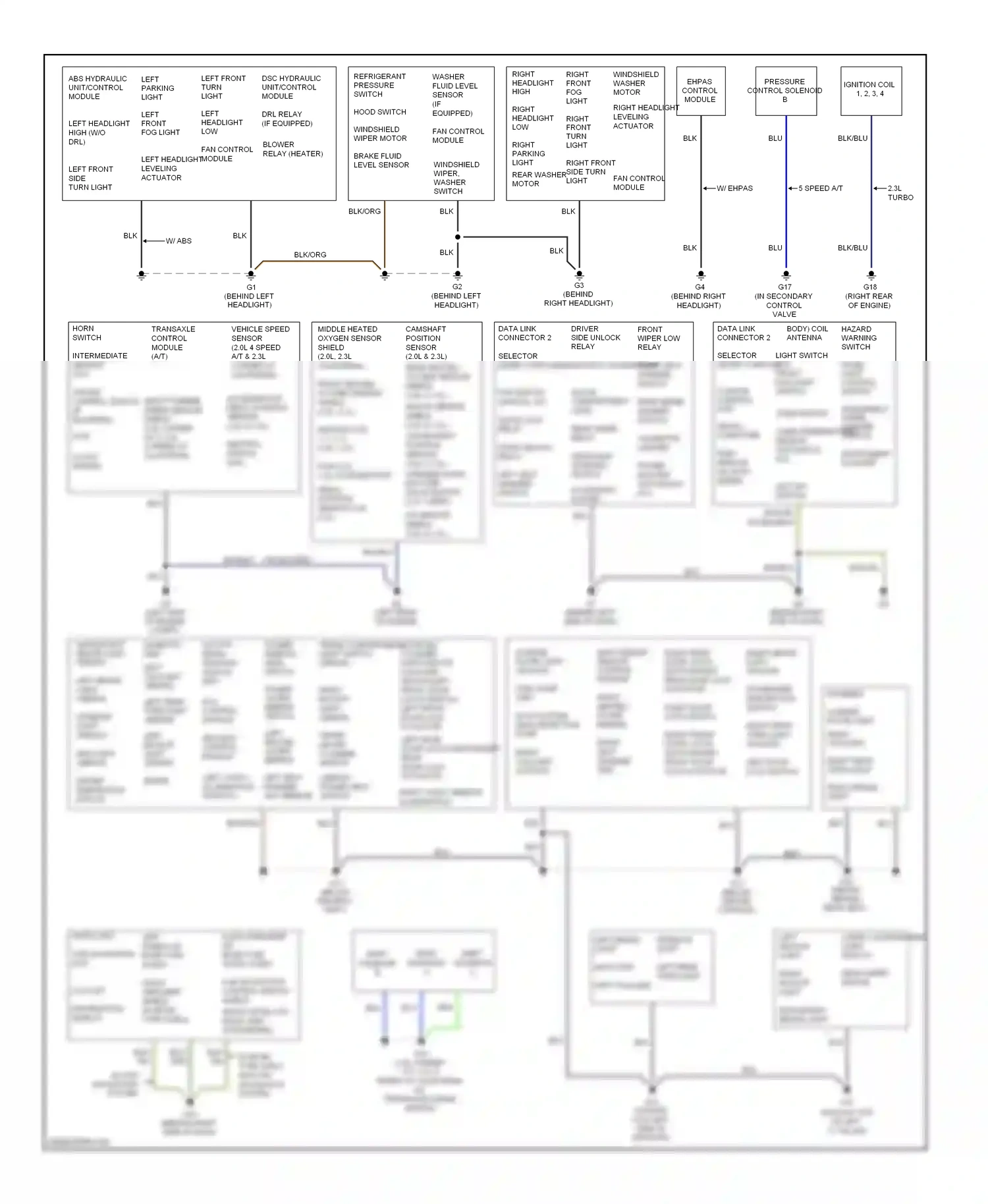 Wiring diagram glove compartment light for Mazda 3 BL (2008-2011) (1 of 2)