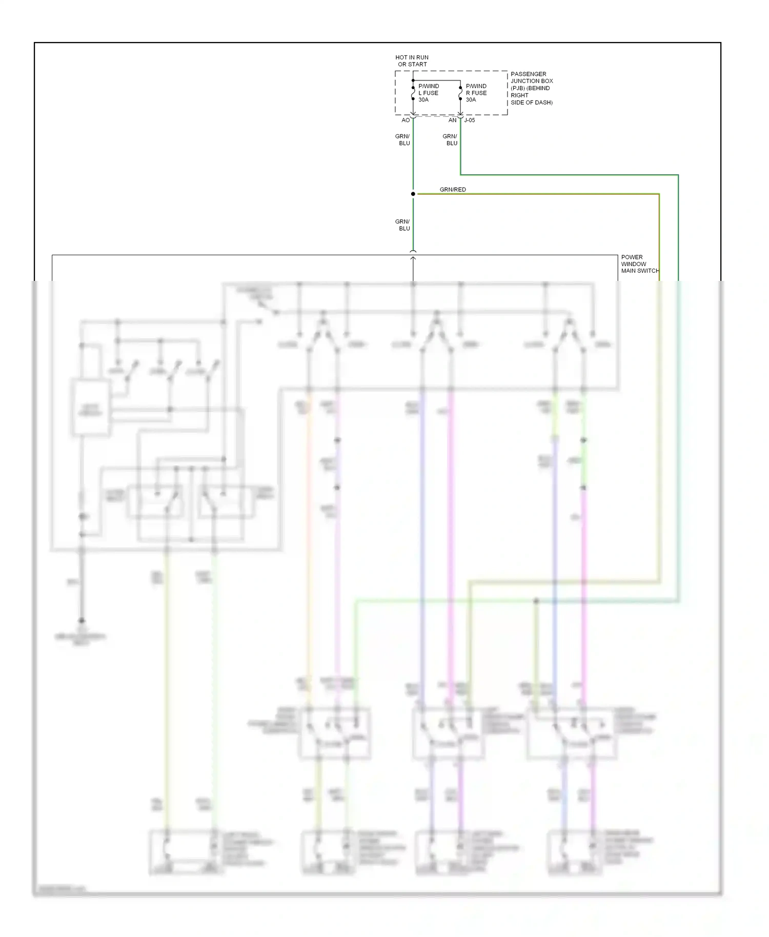Wiring diagram left rear power window subswitch for Mazda 3 BL (2008-2011) (1 of 1)
