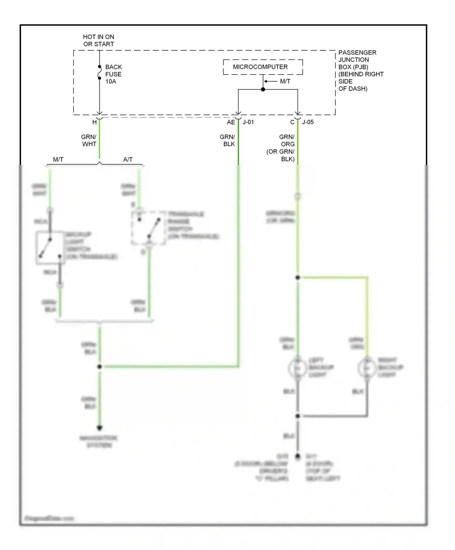 Mazda 3 BL (2008-2011) transaxle range switch (on transaxle) wiring diagram  (1 of 4)