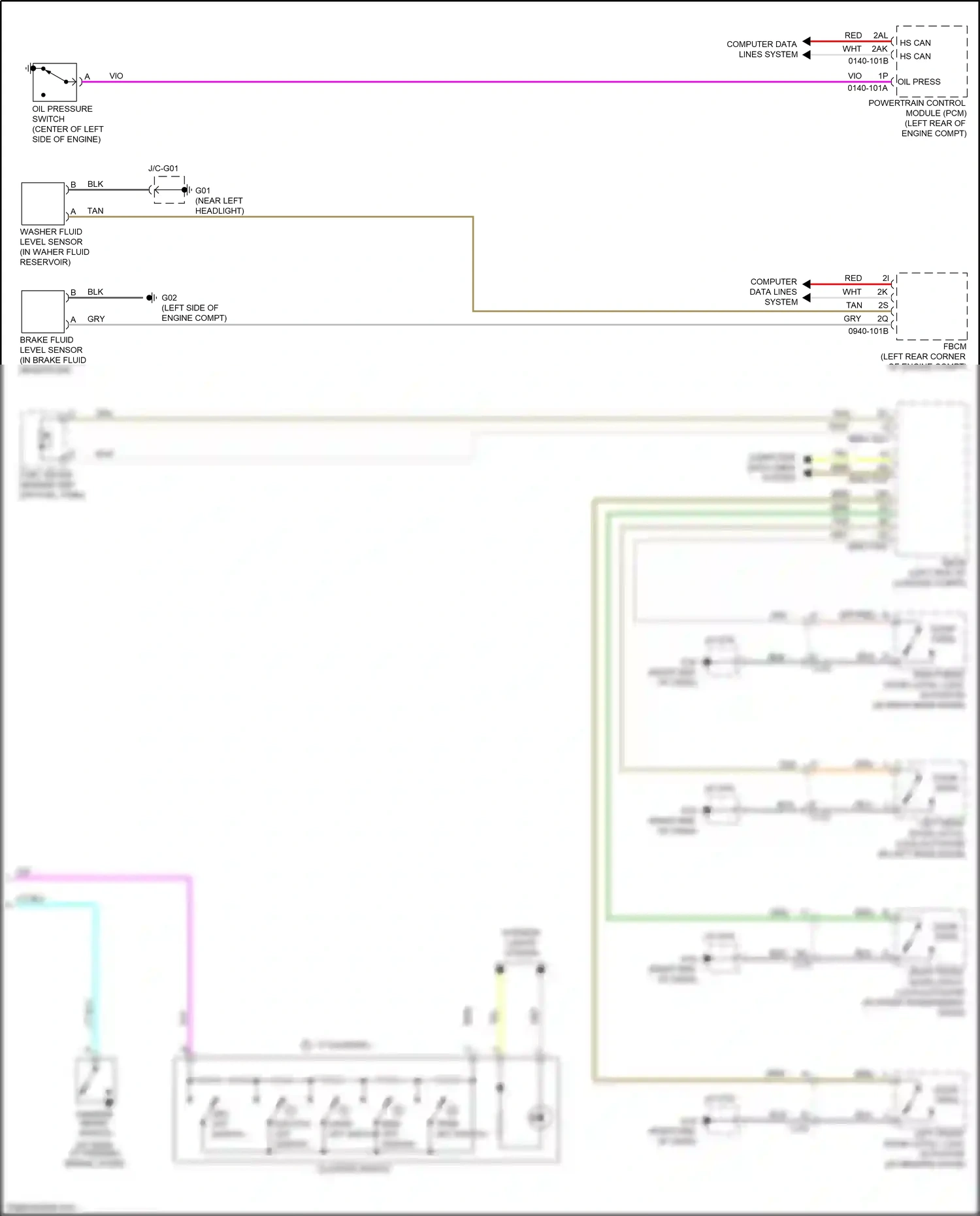 Wiring diagram brake fluid level sensor for Mazda 3 BM facelift (2016-2019) (2 of 3)