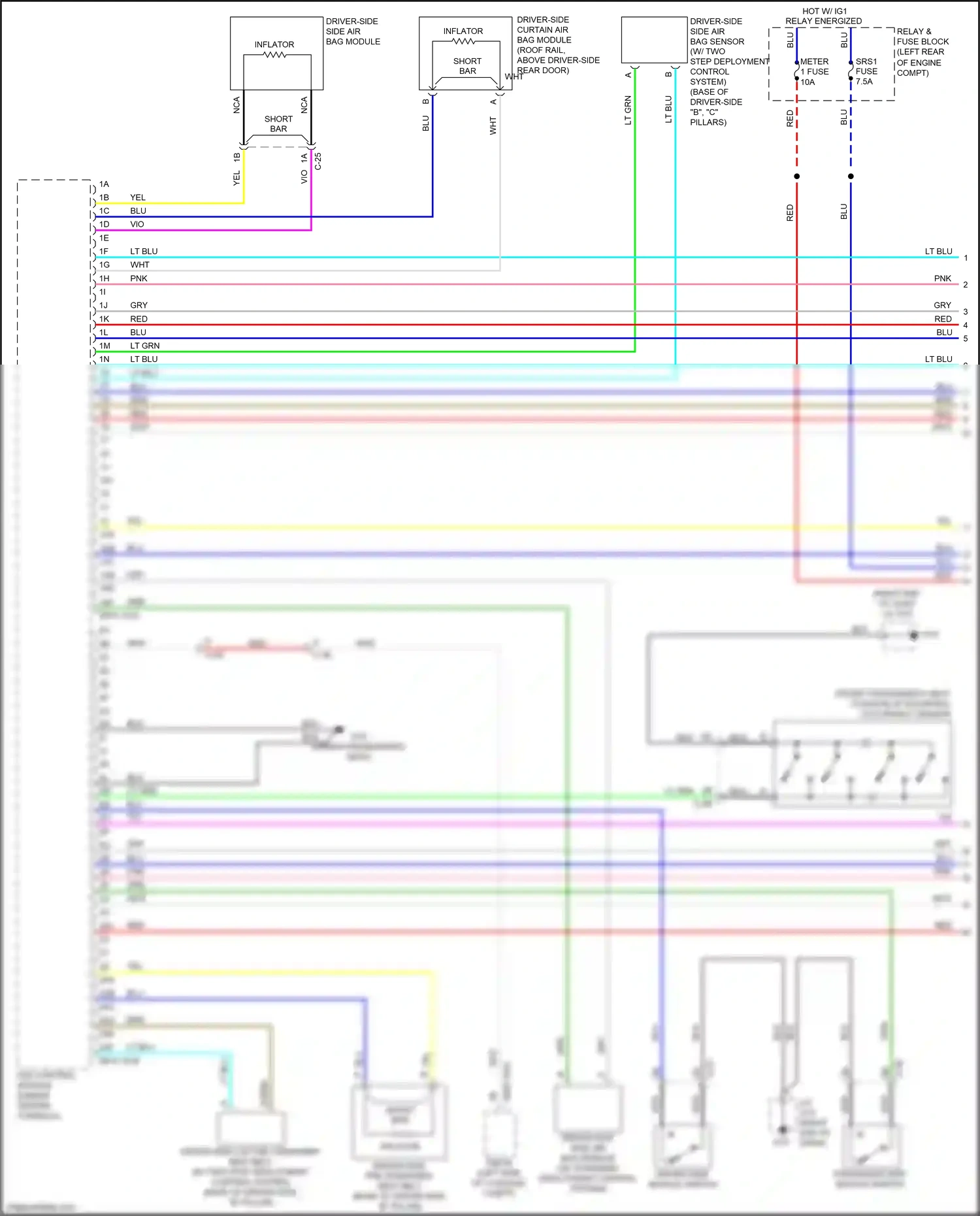 Wiring diagram driver-side buckle switch for Mazda 3 BM facelift (2016-2019) (1 of 2)