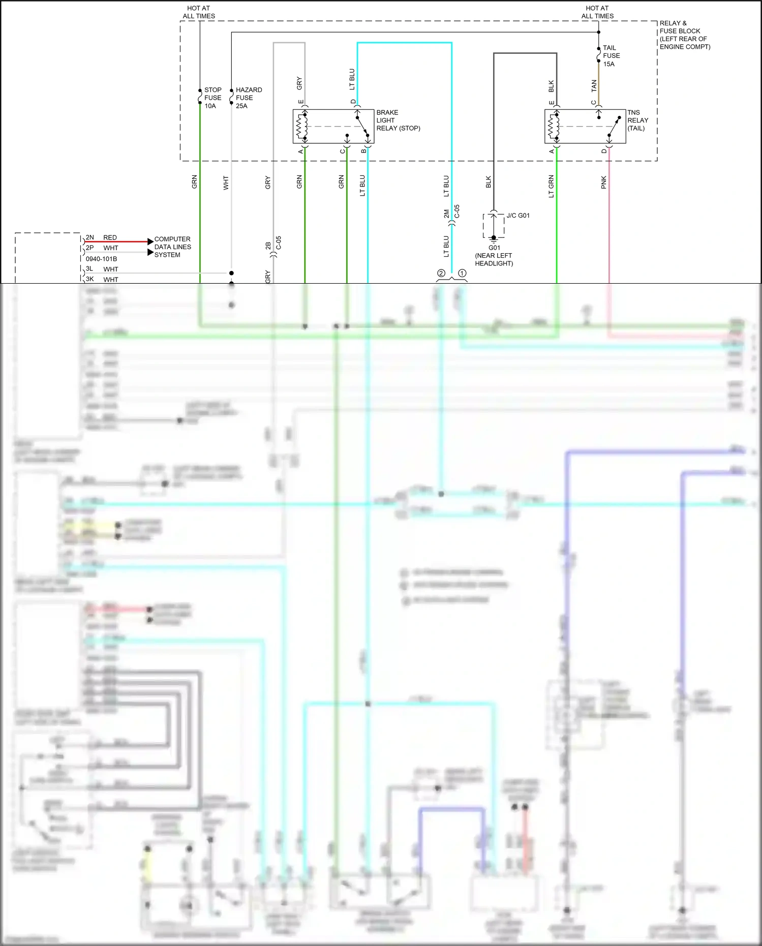Wiring diagram hazard warning switch for Mazda 3 BM facelift (2016-2019) (1 of 2)