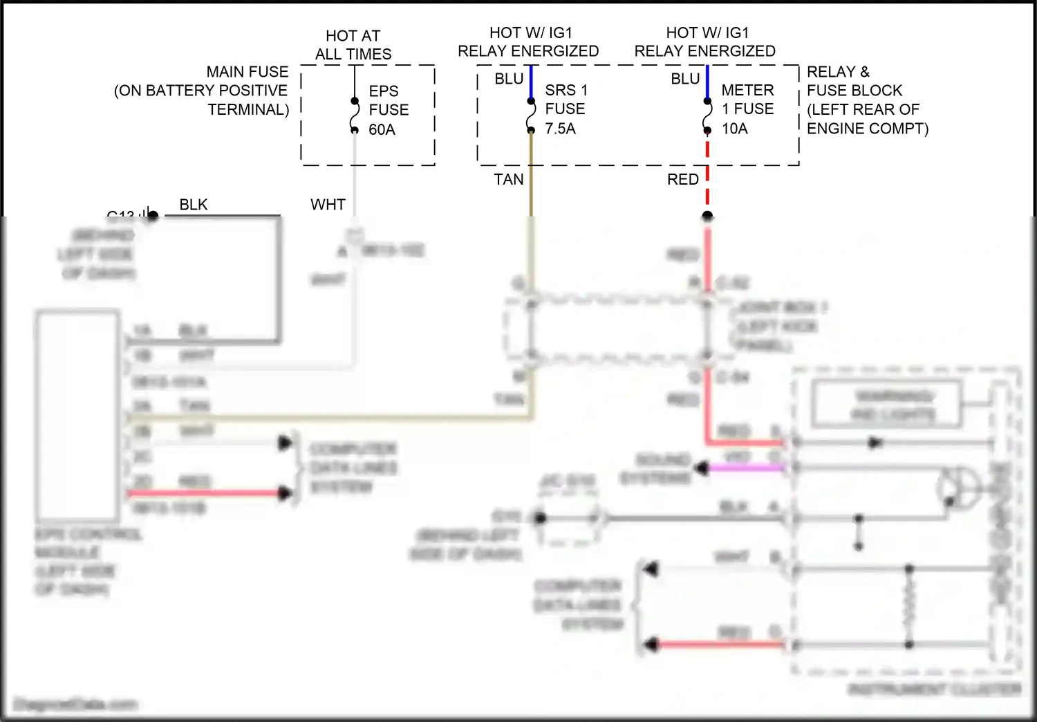 Wiring diagram instrument cluster for Mazda 3 BM facelift (2016-2019) (4 of 28)