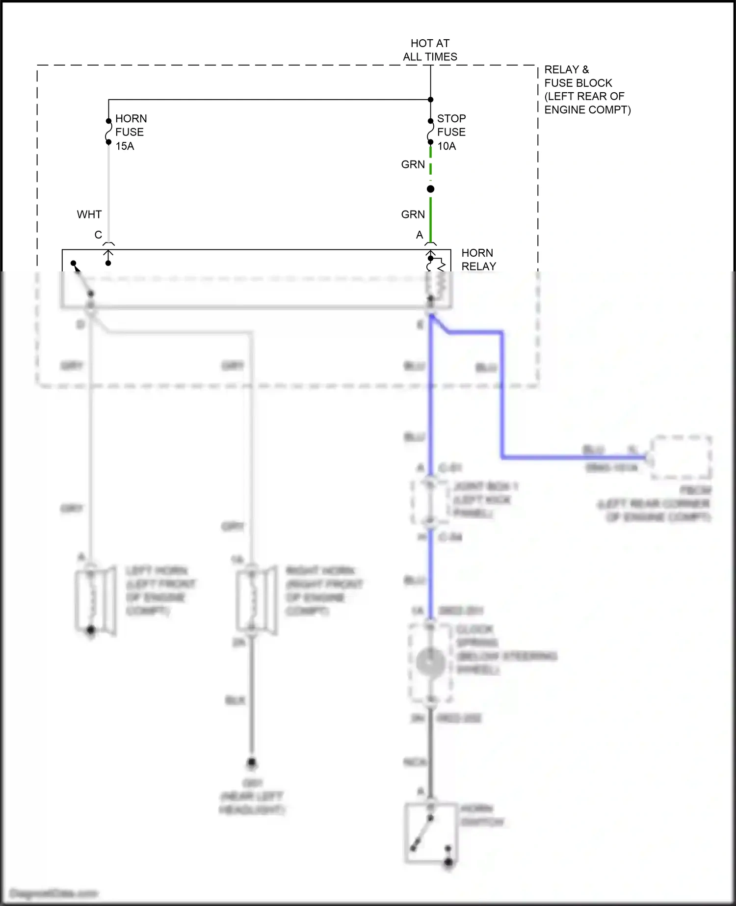 Wiring diagram right horn for Mazda 3 BM facelift (2016-2019) (1 of 1)