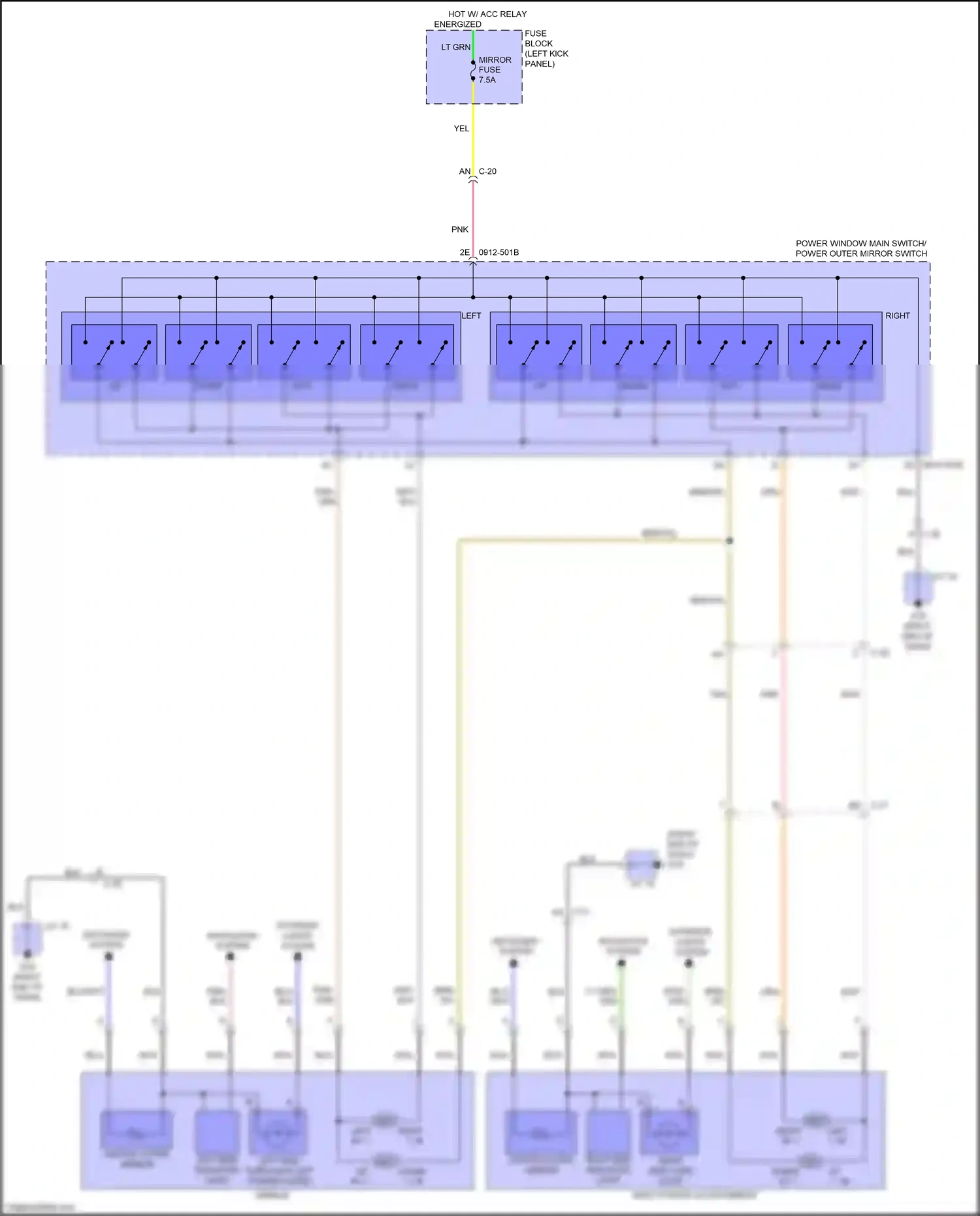 Wiring diagram left bsm indicator light for Mazda 3 BM (2013-2016) (2 of 2)