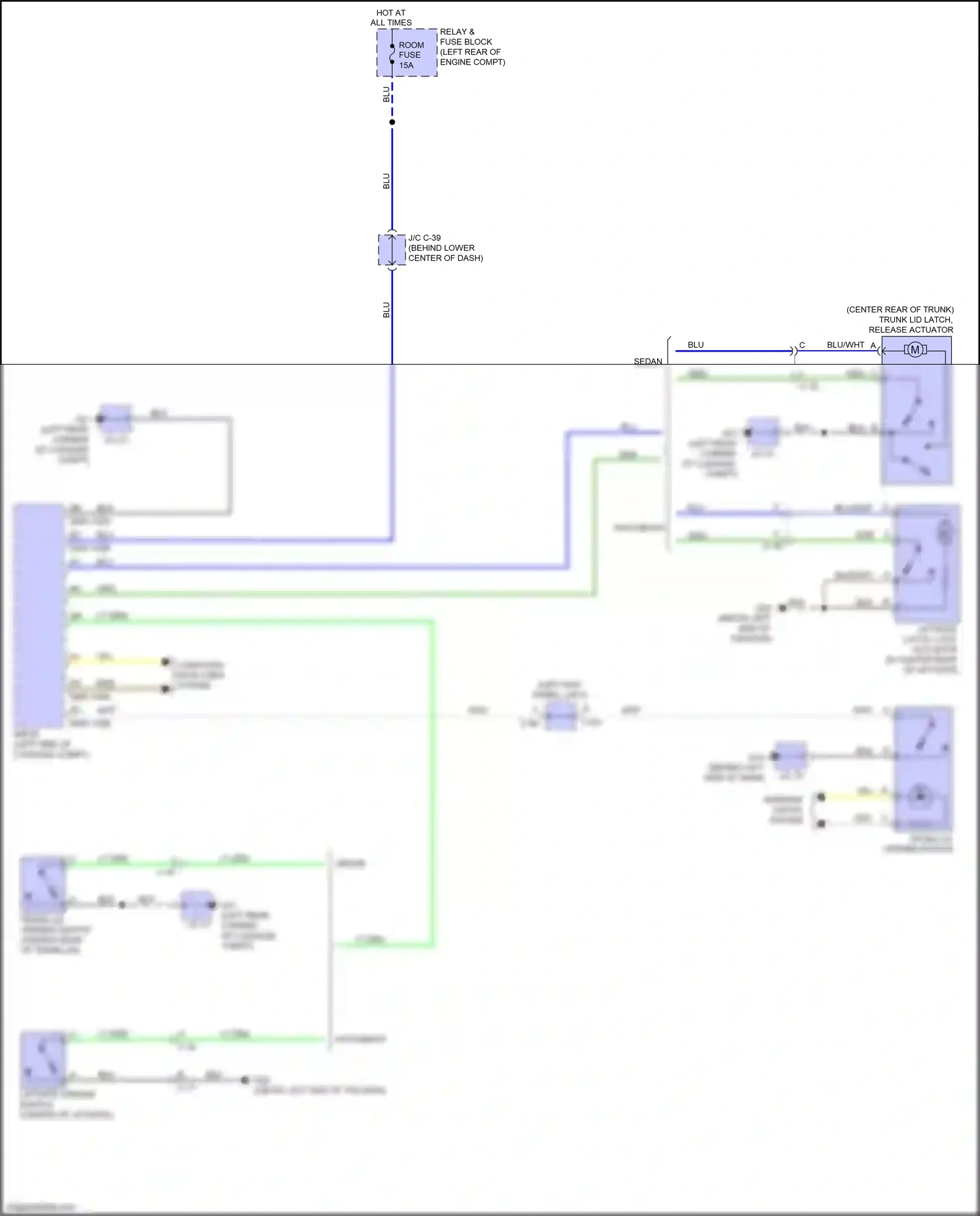 Wiring diagram liftgate latch, lock actuator for Mazda 3 BM (2013-2016) (3 of 3)