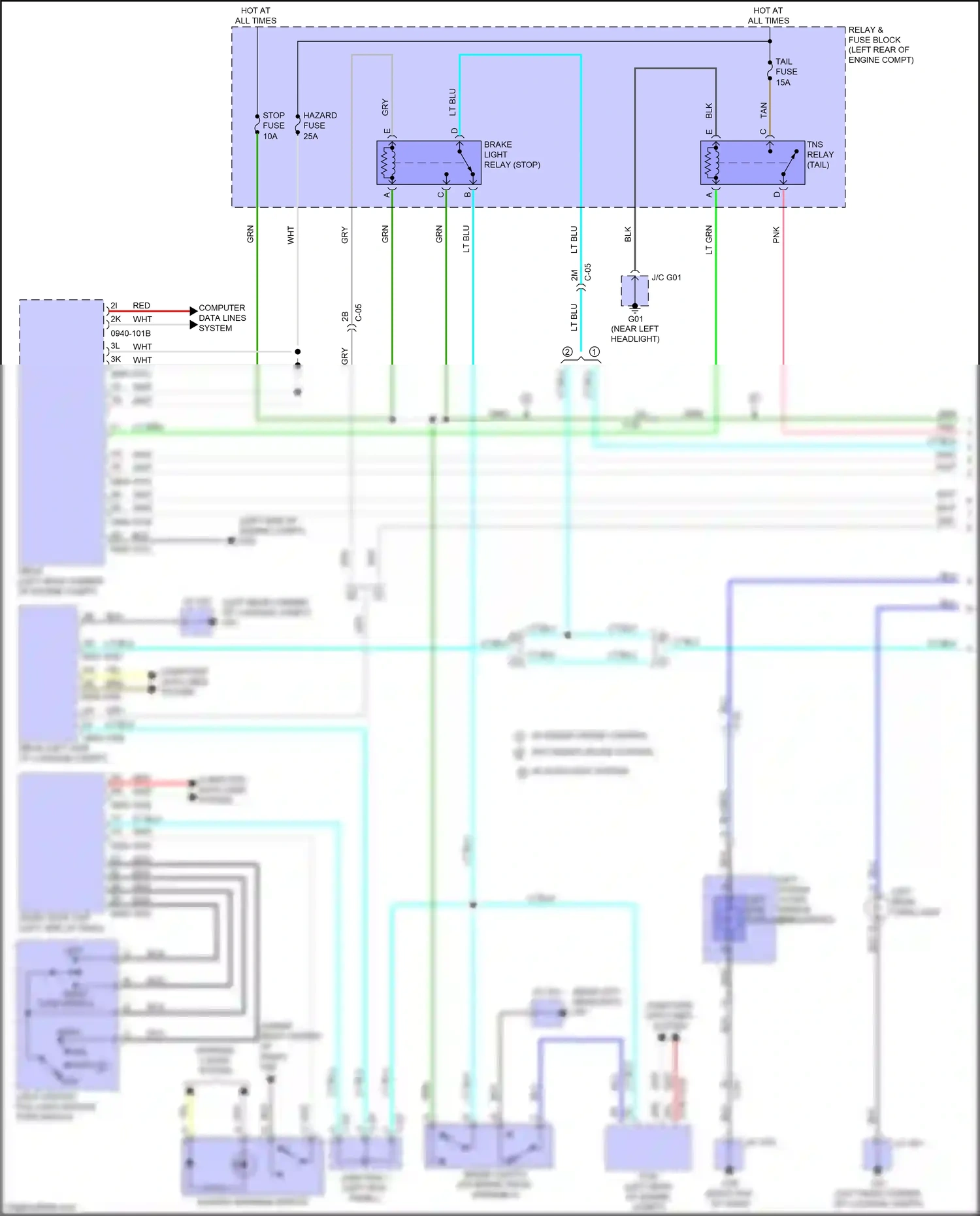 Wiring diagram light switch/ fog light switch/ turn switch for Mazda 3 BM (2013-2016) (1 of 3)
