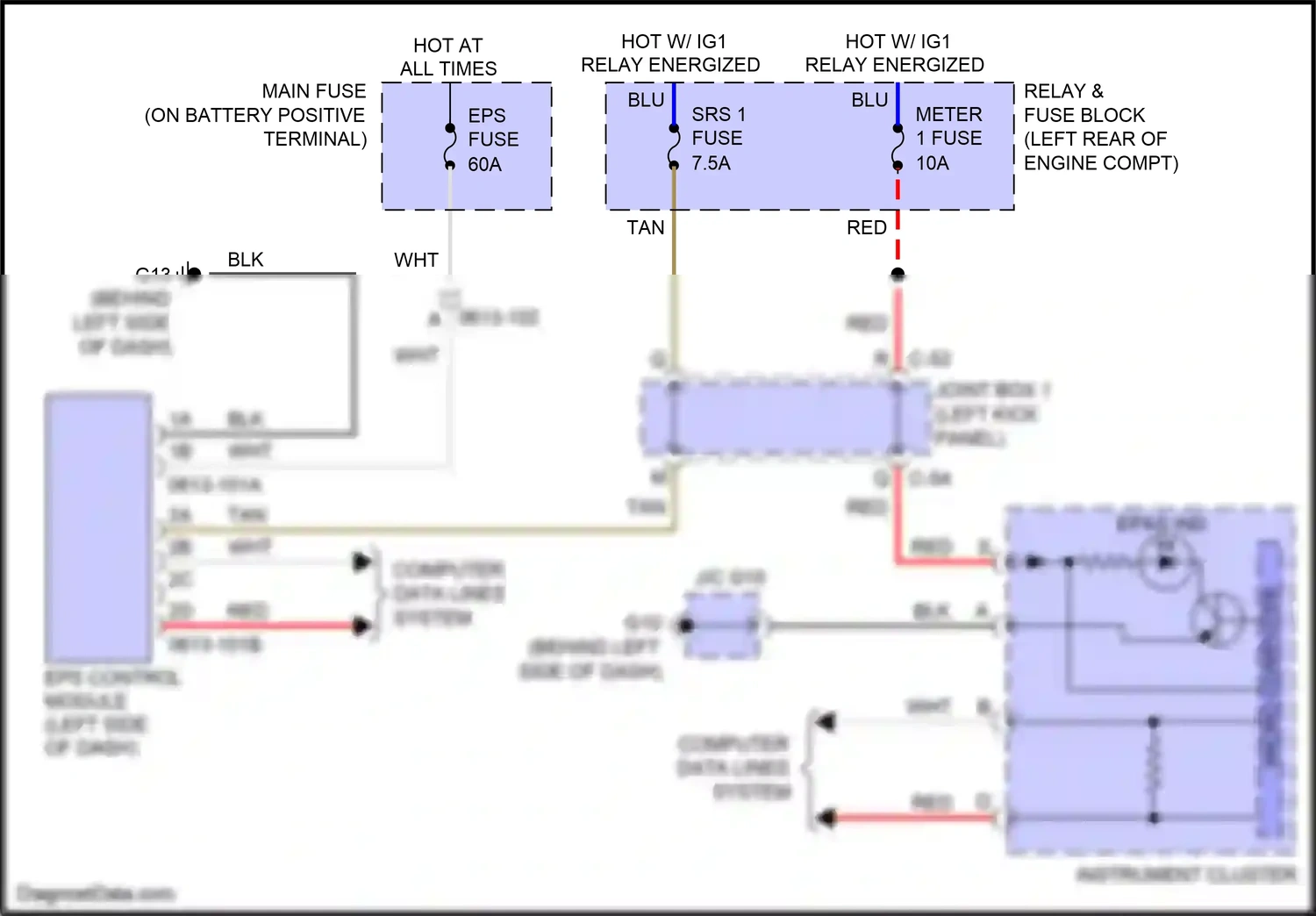 Wiring diagram meter 1 fuse for Mazda 3 BM (2013-2016) (3 of 22)