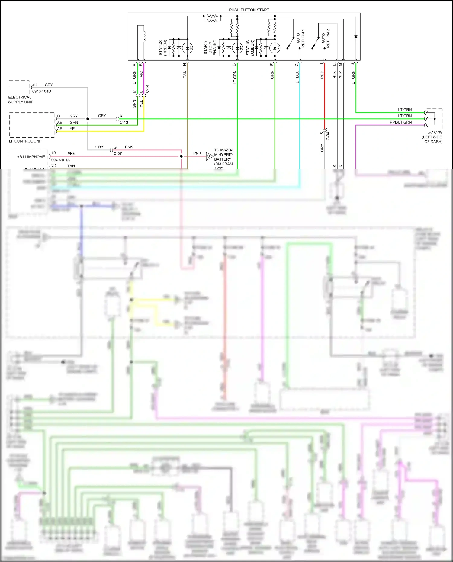 Wiring diagram heated steering wheel control unit for Mazda 3 BP (2019-2024) (3 of 3)