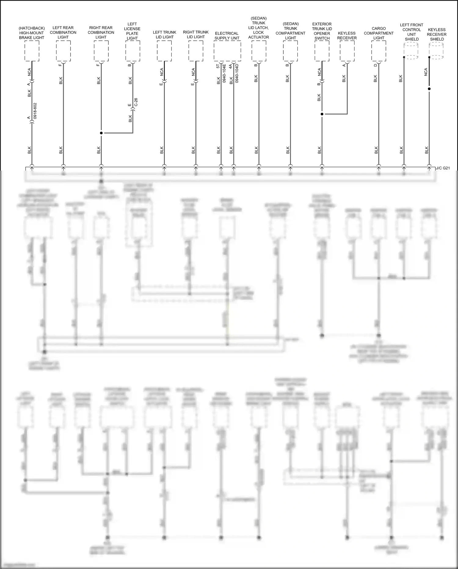 Wiring diagram left front door latch, lock actuator for Mazda 3 BP (2019-2024) (3 of 6)
