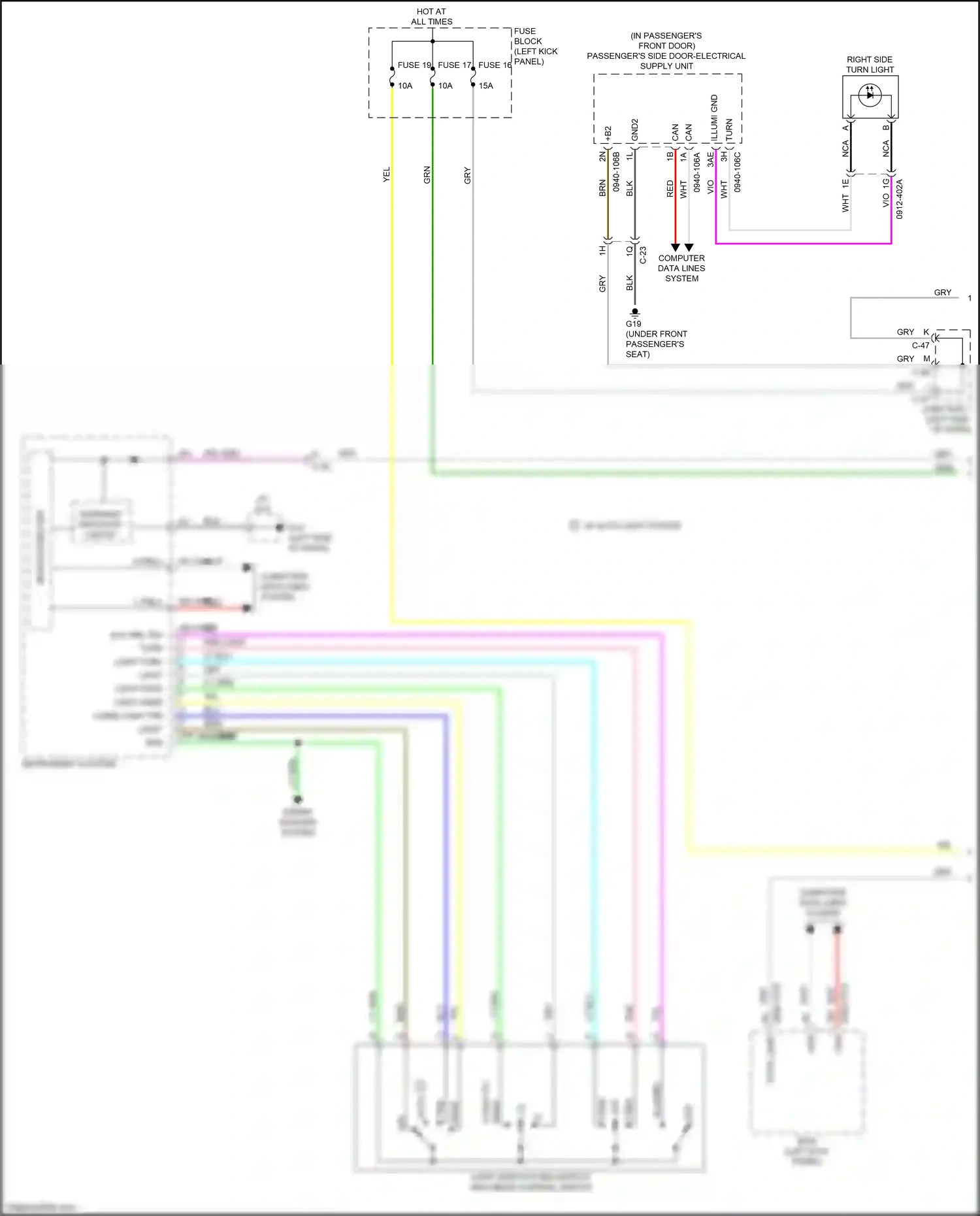 Mazda 3 BP (2019-2024) (left kick panel) wiring diagram  (17 of 32)