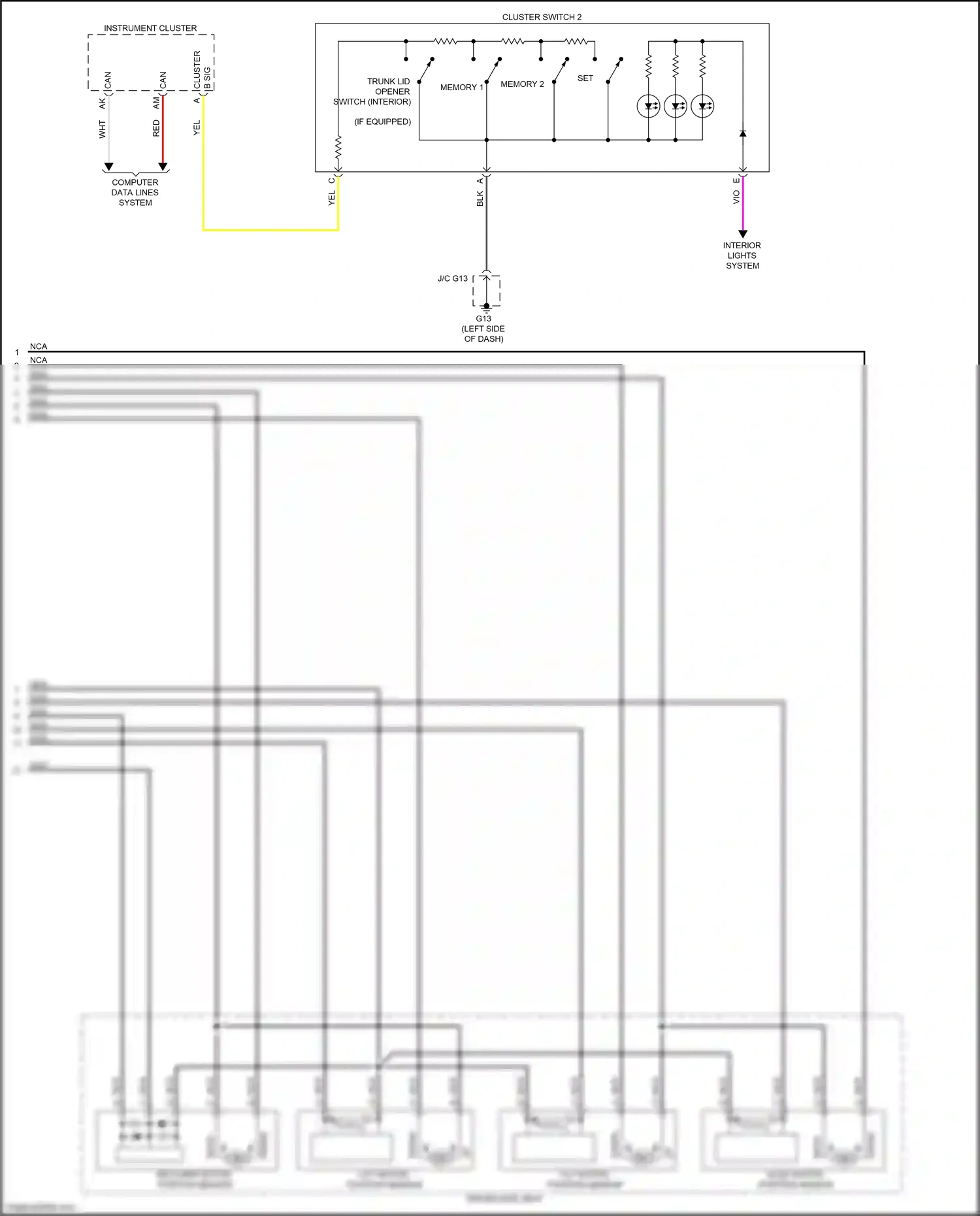 Wiring diagram lift motor, position sensor for Mazda 3 BP (2019-2024) (1 of 1)