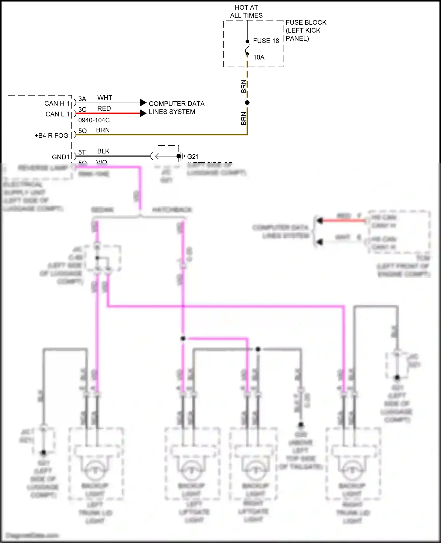 Wiring diagram reverse lamp for Mazda 3 BP (2019-2024) (1 of 2)