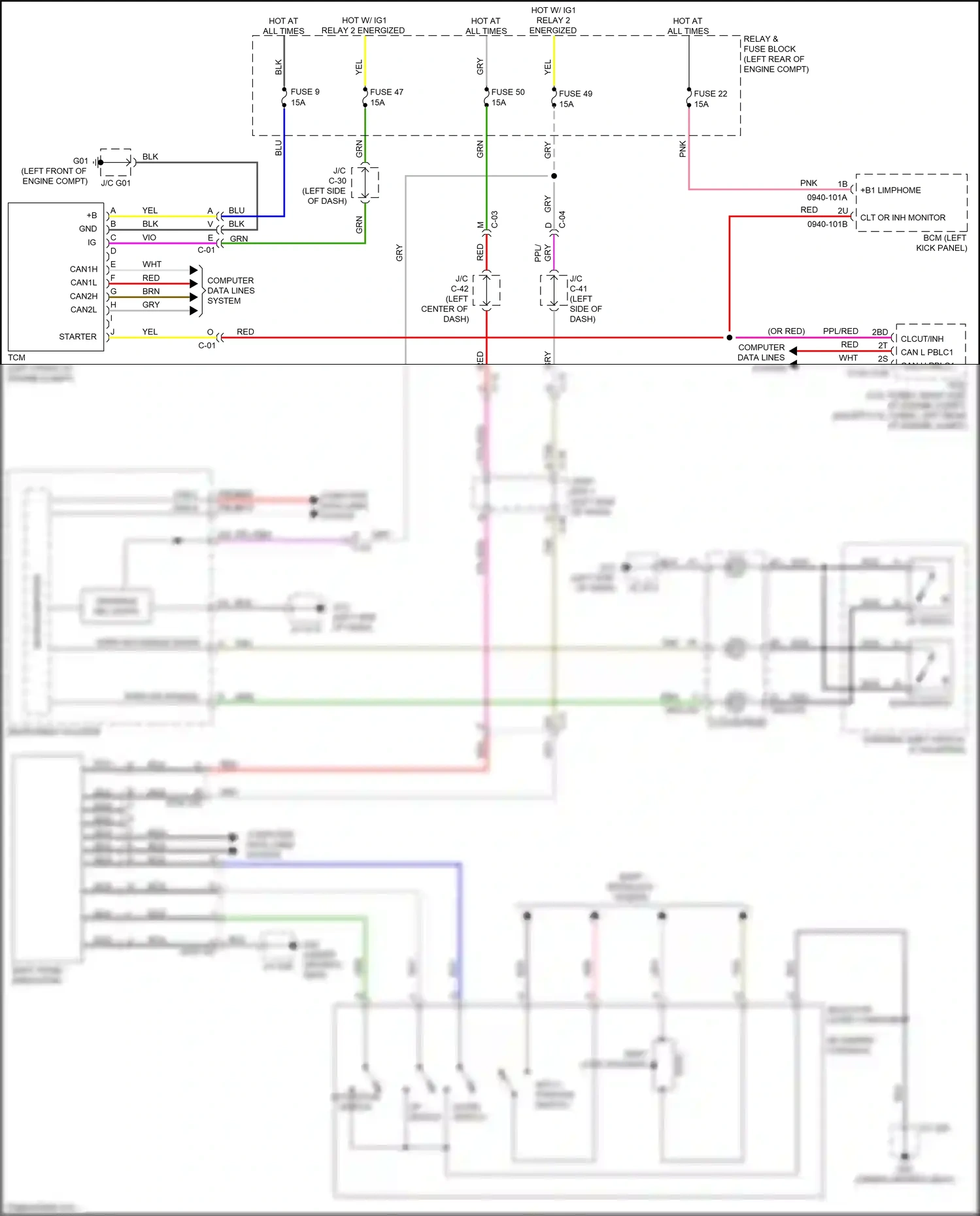 Wiring diagram strg sw paddle down for Mazda 3 BP (2019-2024) (1 of 2)