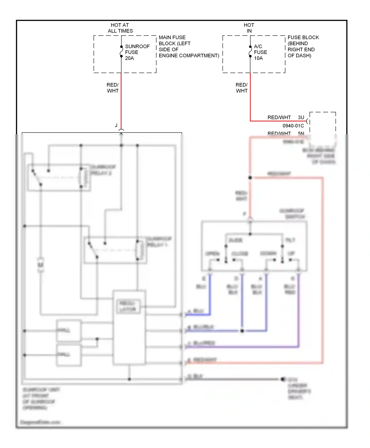 Mazda 5 I facelift (2007-2010) down/ close wiring diagram  (1 of 1)
