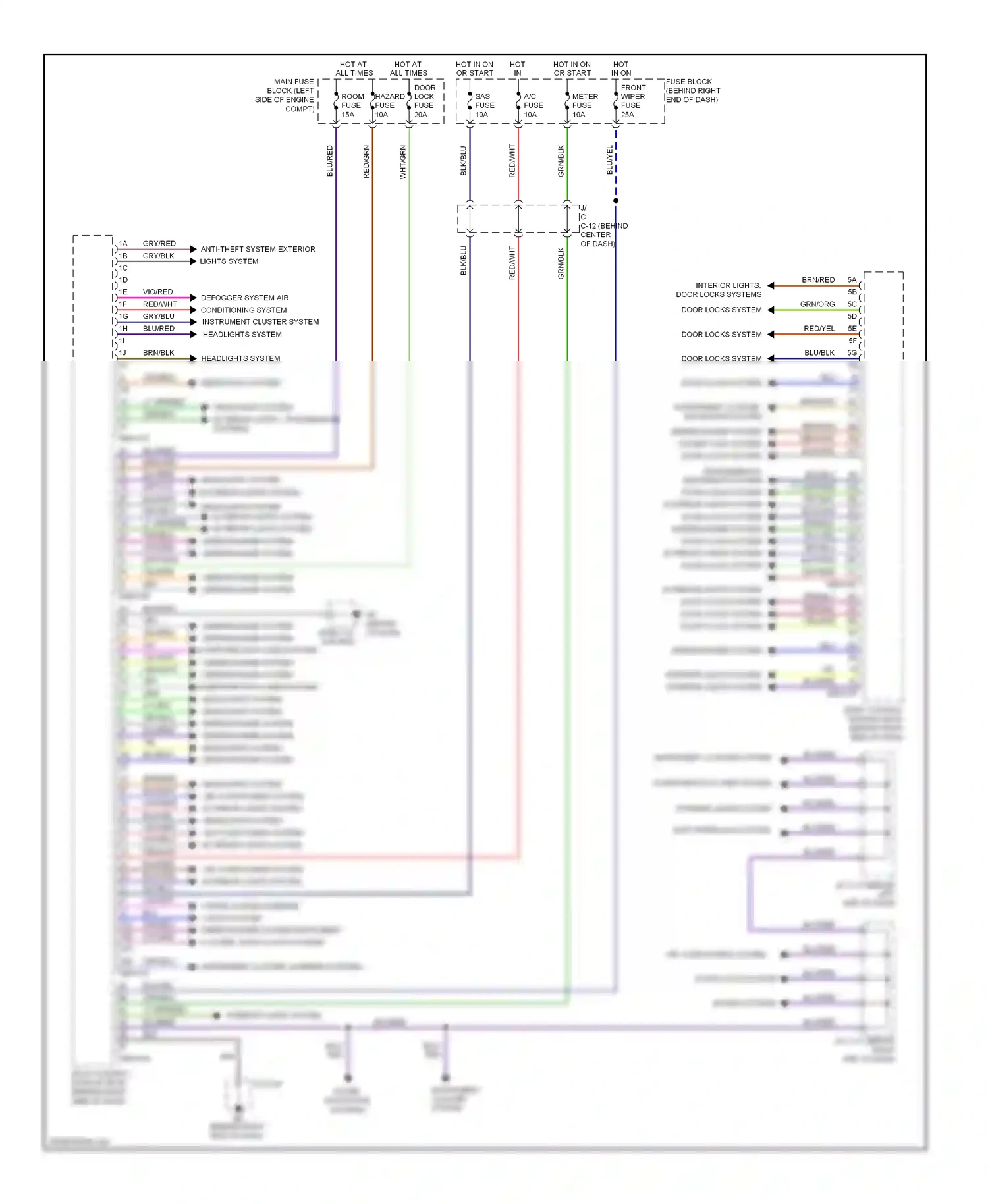 Mazda 5 I facelift (2007-2010) interior lights system interior lights system wiring diagram  (1 of 1)
