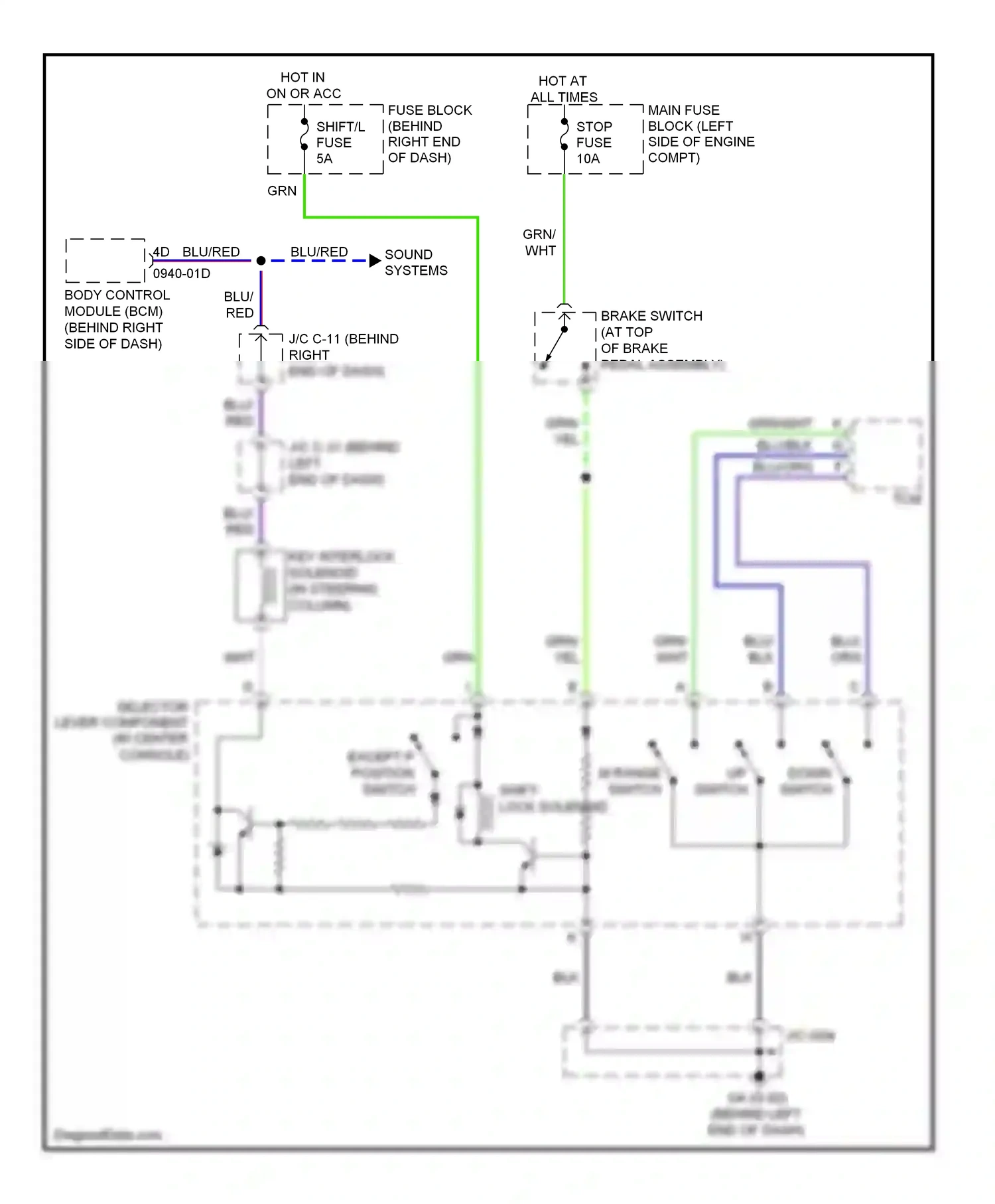 Mazda 5 I facelift (2007-2010) up switch wiring diagram  (1 of 1)