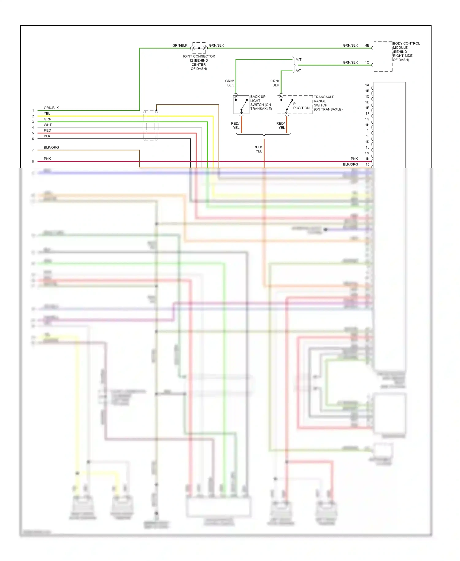 Mazda 5 I (2005-2007) position (on transaxle) wiring diagram  (1 of 2)