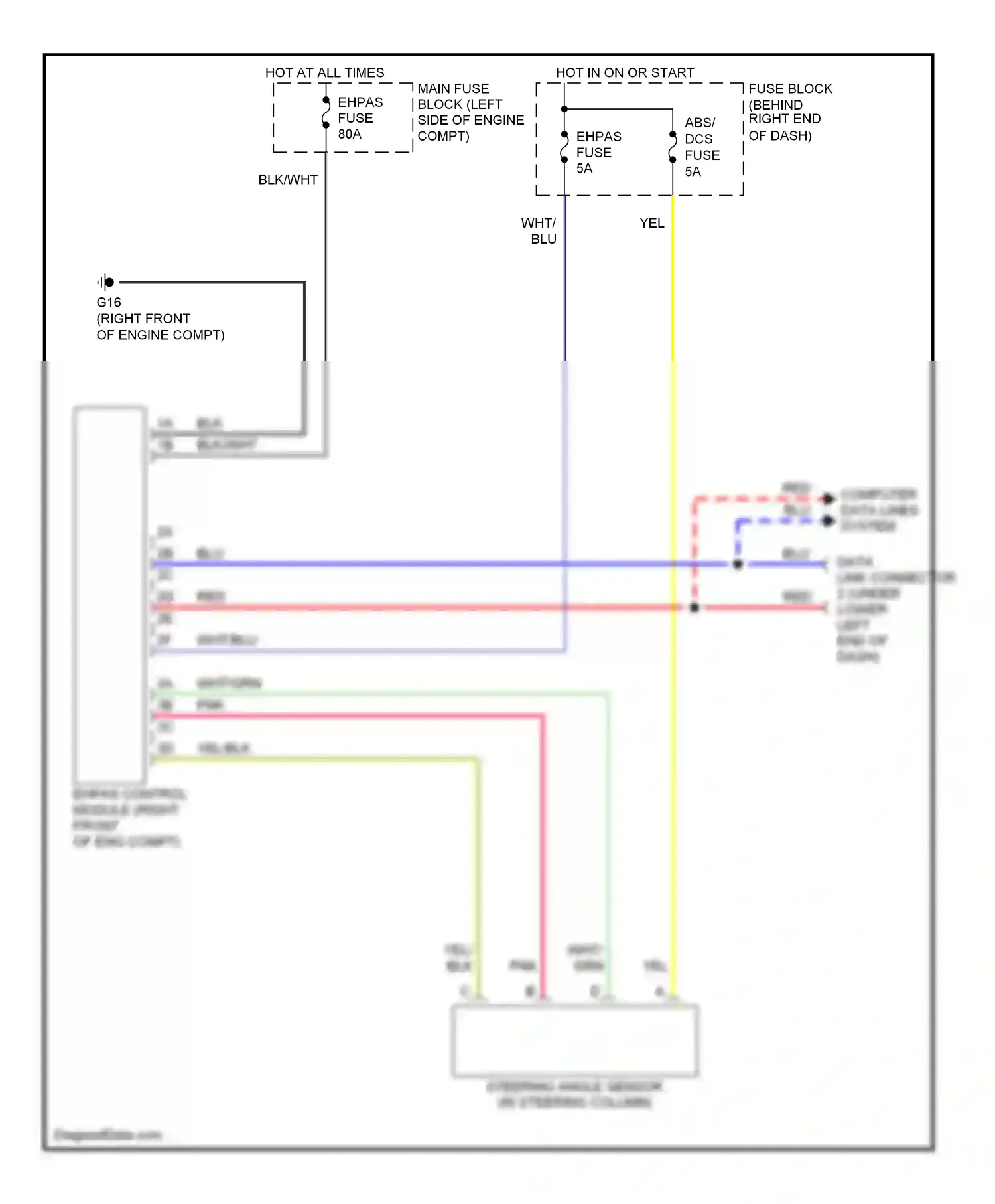 Mazda 5 I (2005-2007) steering angle sensor (in steering column) wiring diagram  (1 of 1)