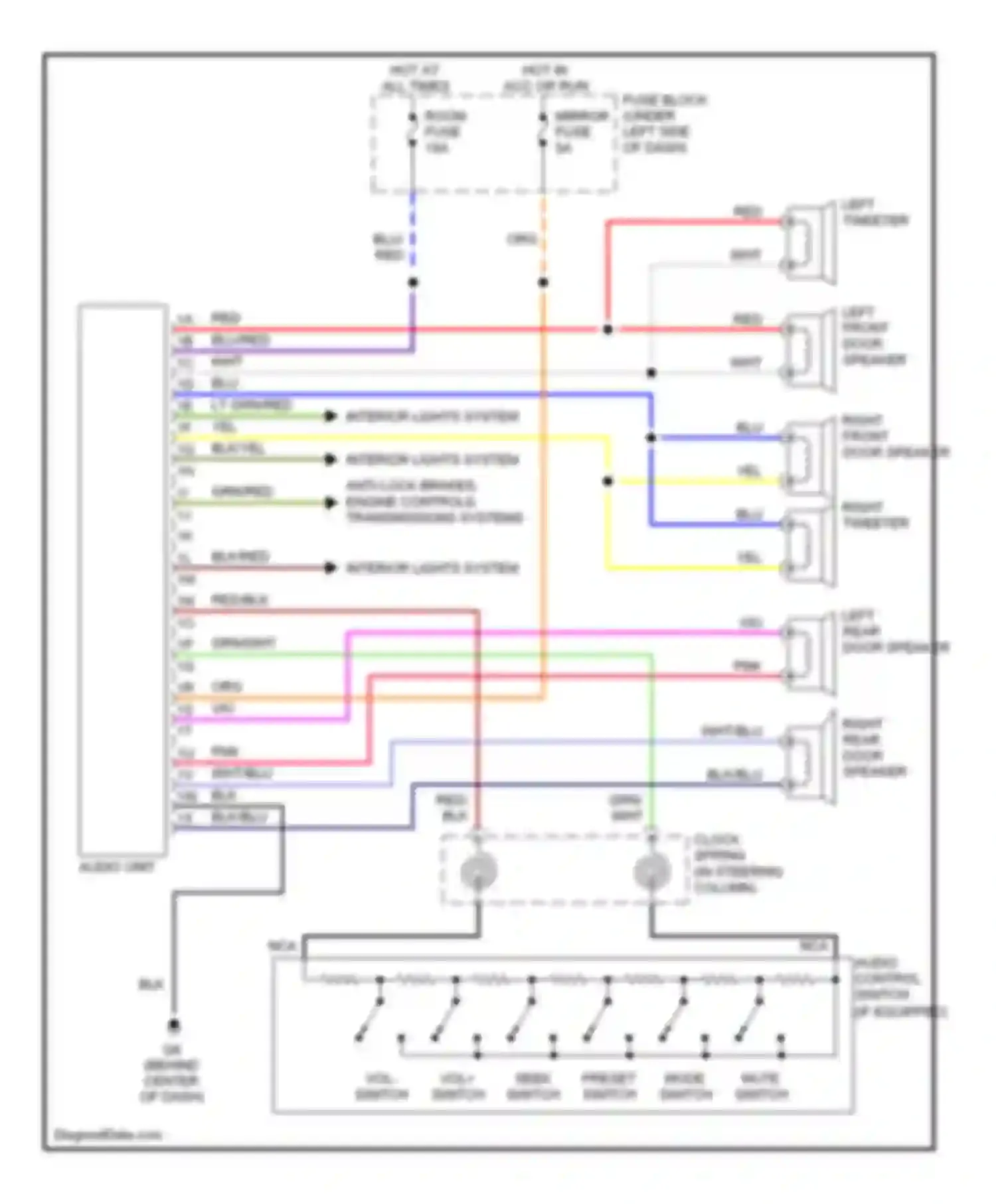 Wiring diagram right front door speaker for Mazda 6 GG facelift (2005-2008) (1 of 2)