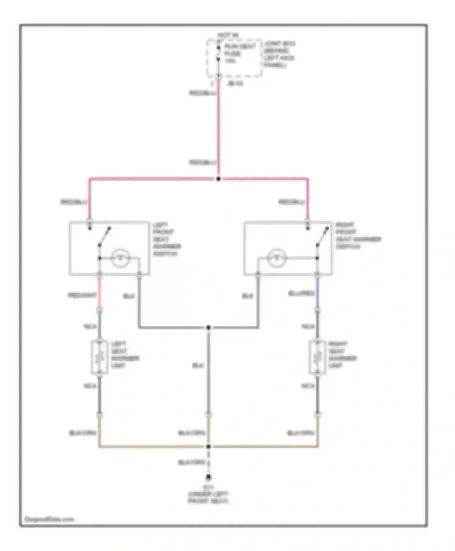 Wiring diagram left front seat warmer switch for Mazda 6 GG (2002-2005) (1 of 1)